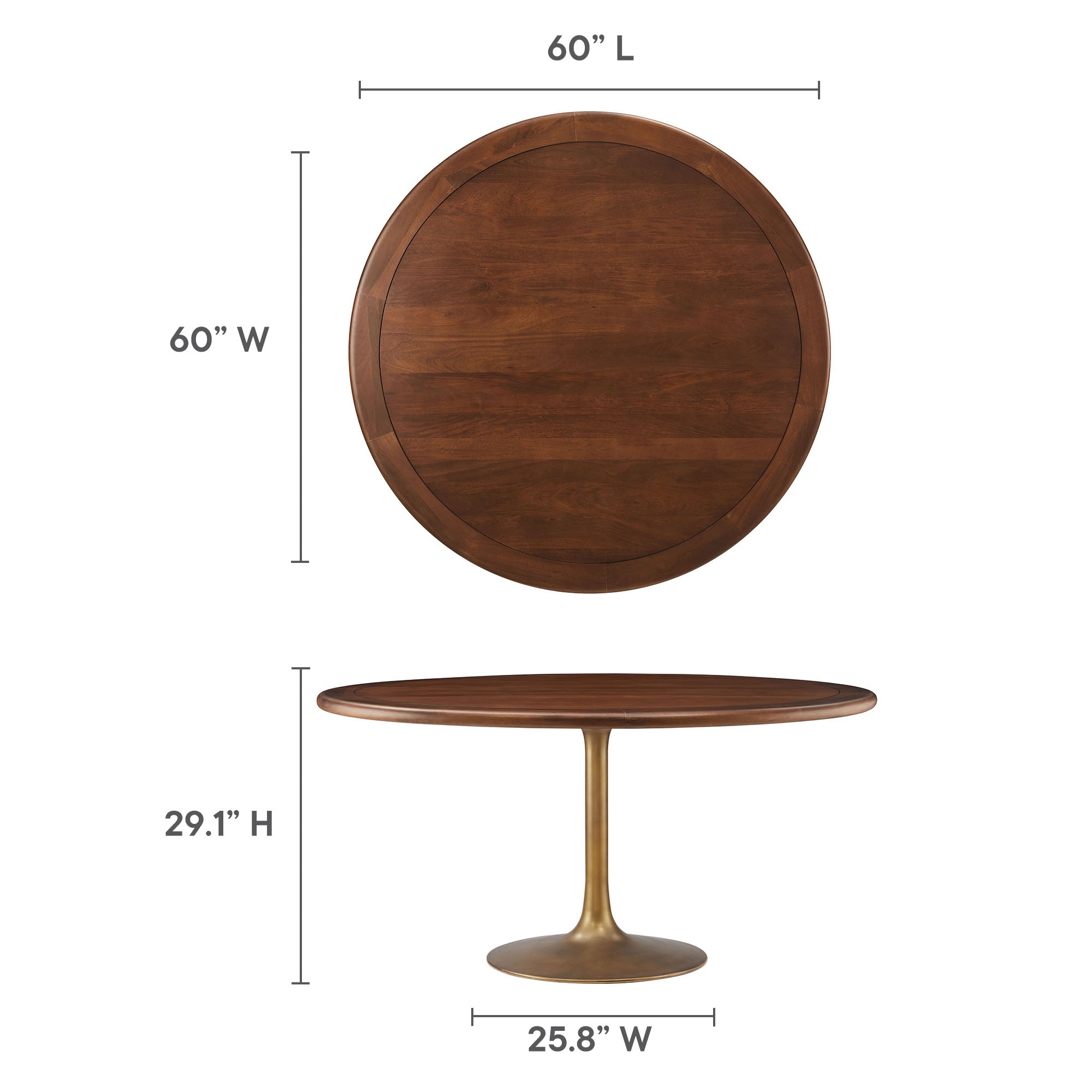 Lippa 60" Round Pedestal Solid Wood Dining Table by Modway - Best Buy Furniture