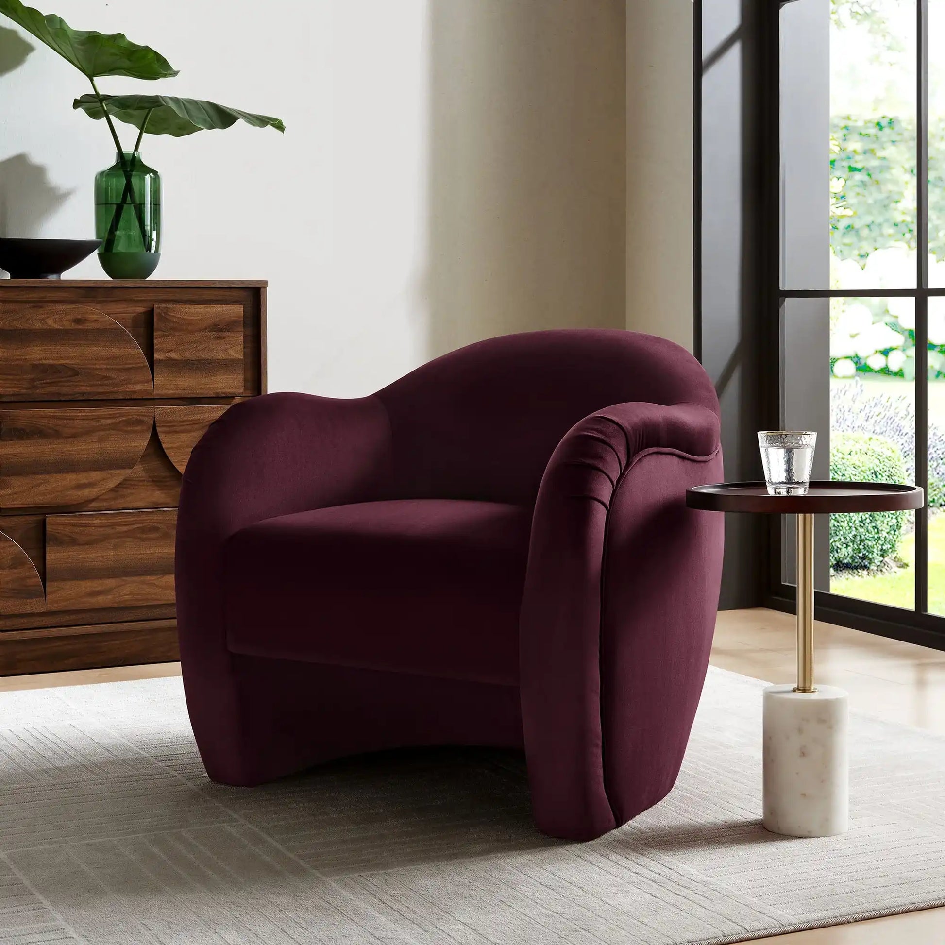 Compose Performance Velvet Accent Chair in Mulberry - Best Buy Furniture
