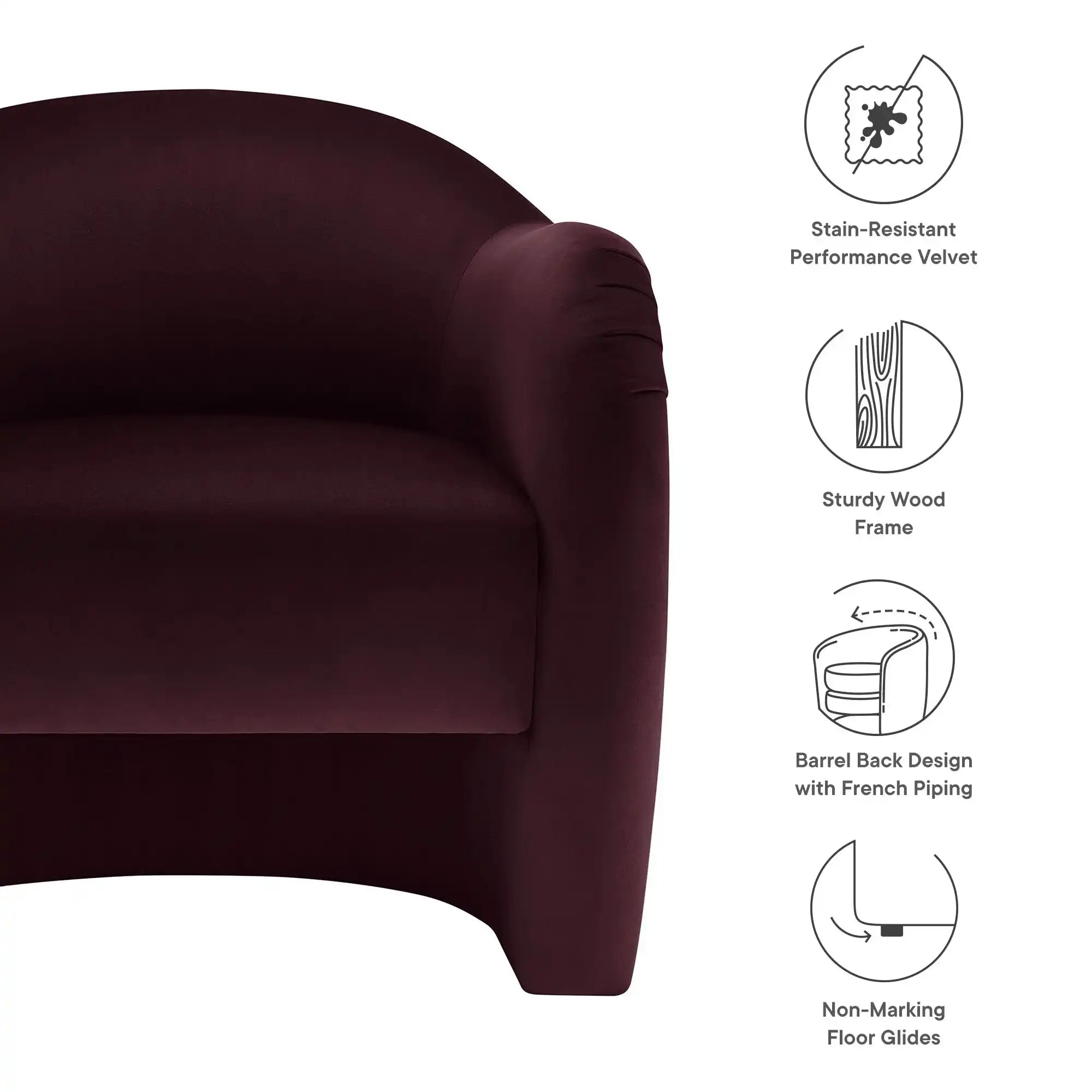 Compose Performance Velvet Accent Chair in Mulberry - Best Buy Furniture
