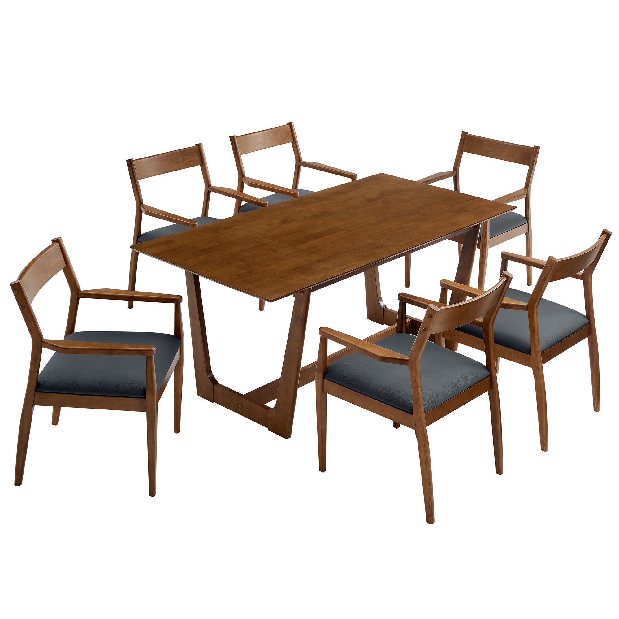 Solara 7-Piece Wood Dining Set with Vegan Leather Armchairs by Modway - Best Buy Furniture