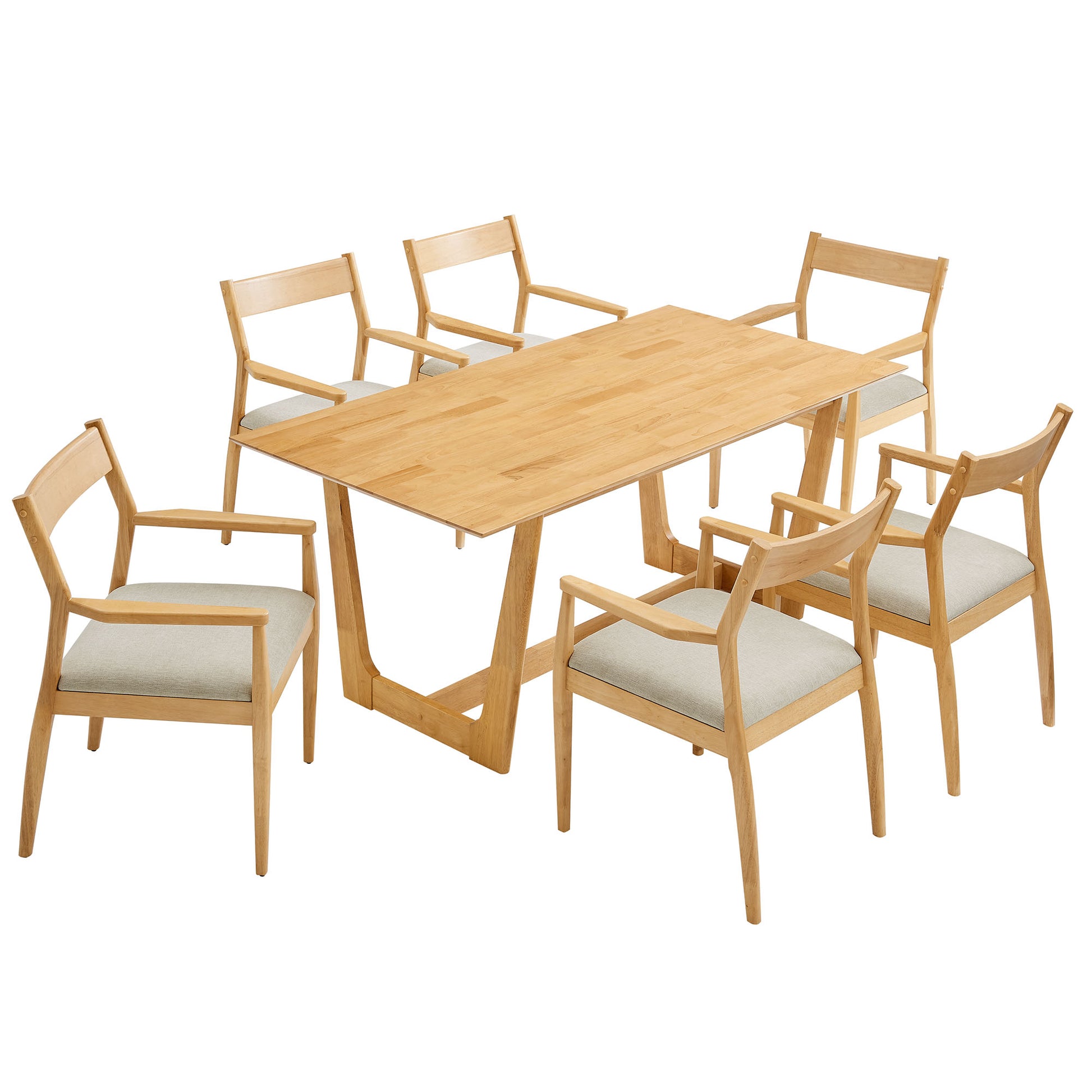 Solara 7-Piece Wood Dining Set with Fabric Upholstered Armchairs by Modway - Best Buy Furniture