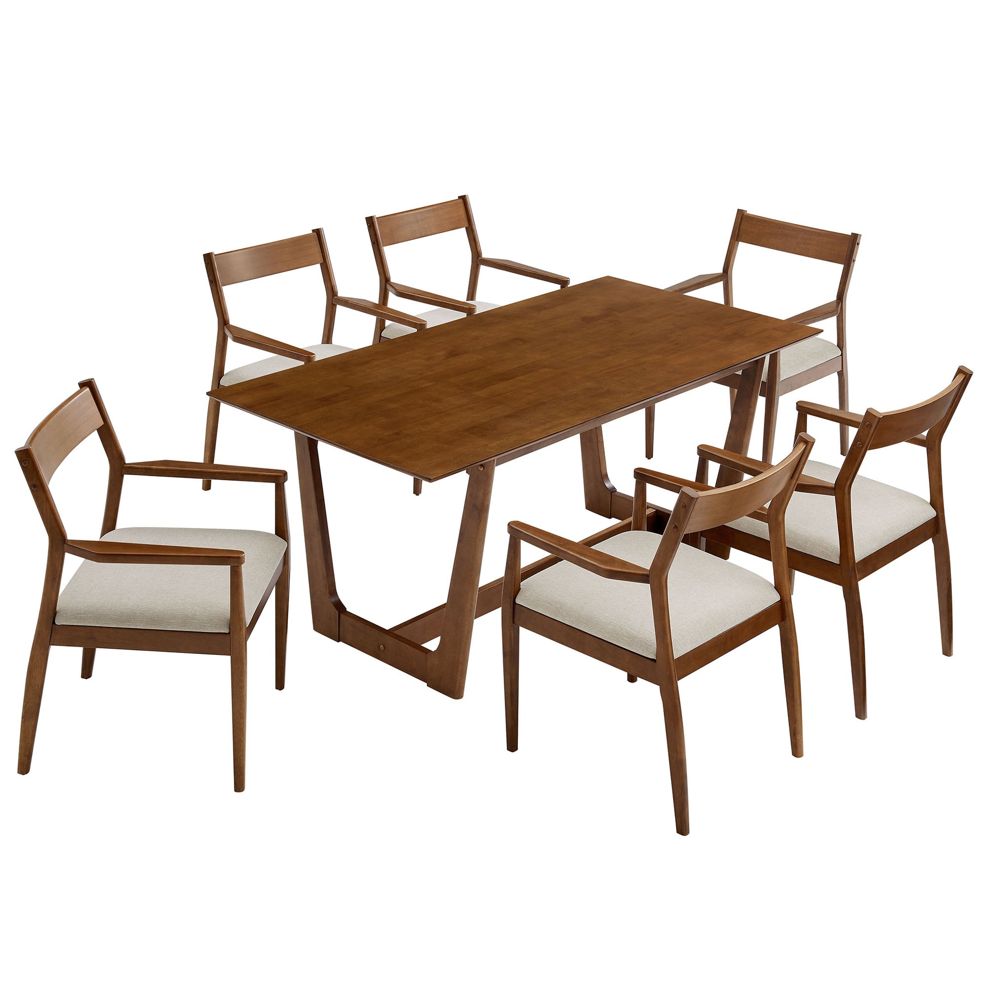 Solara 7-Piece Wood Dining Set with Fabric Upholstered Armchairs by Modway - Best Buy Furniture