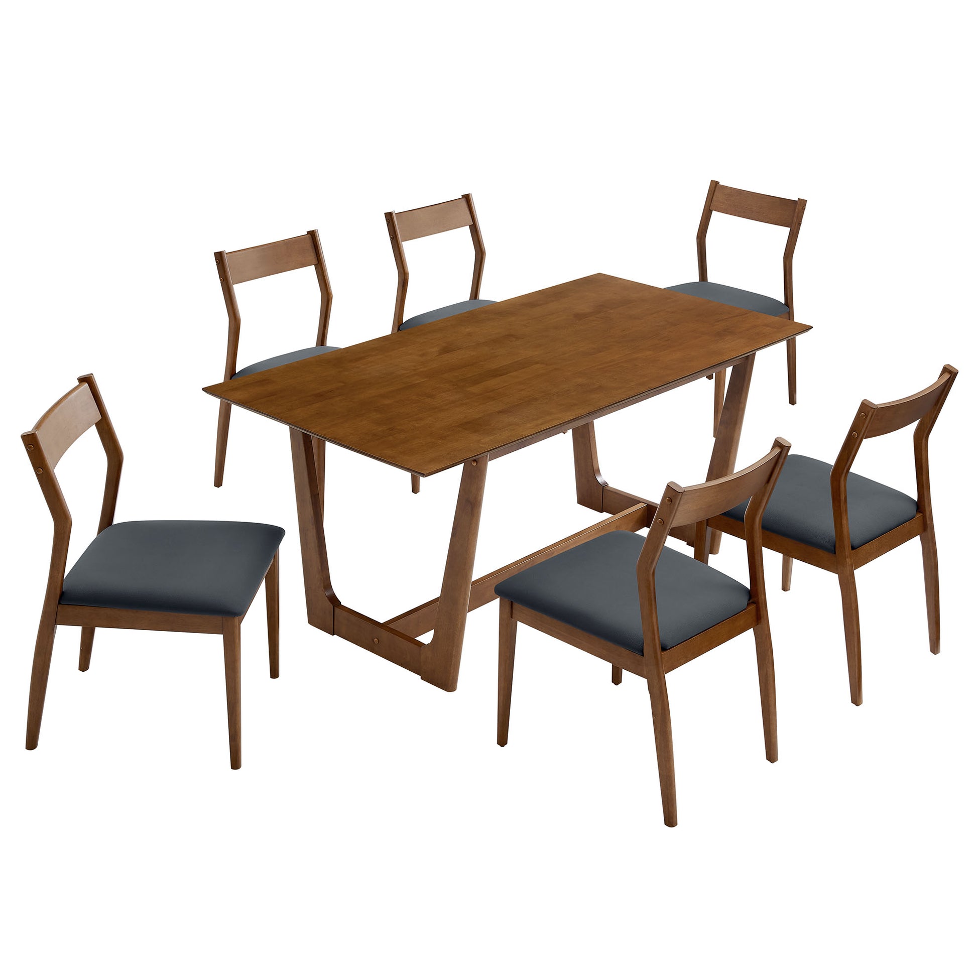 Solara 7-Piece Wood Dining Set with Vegan Leather Side Chairs by Modway - Best Buy Furniture
