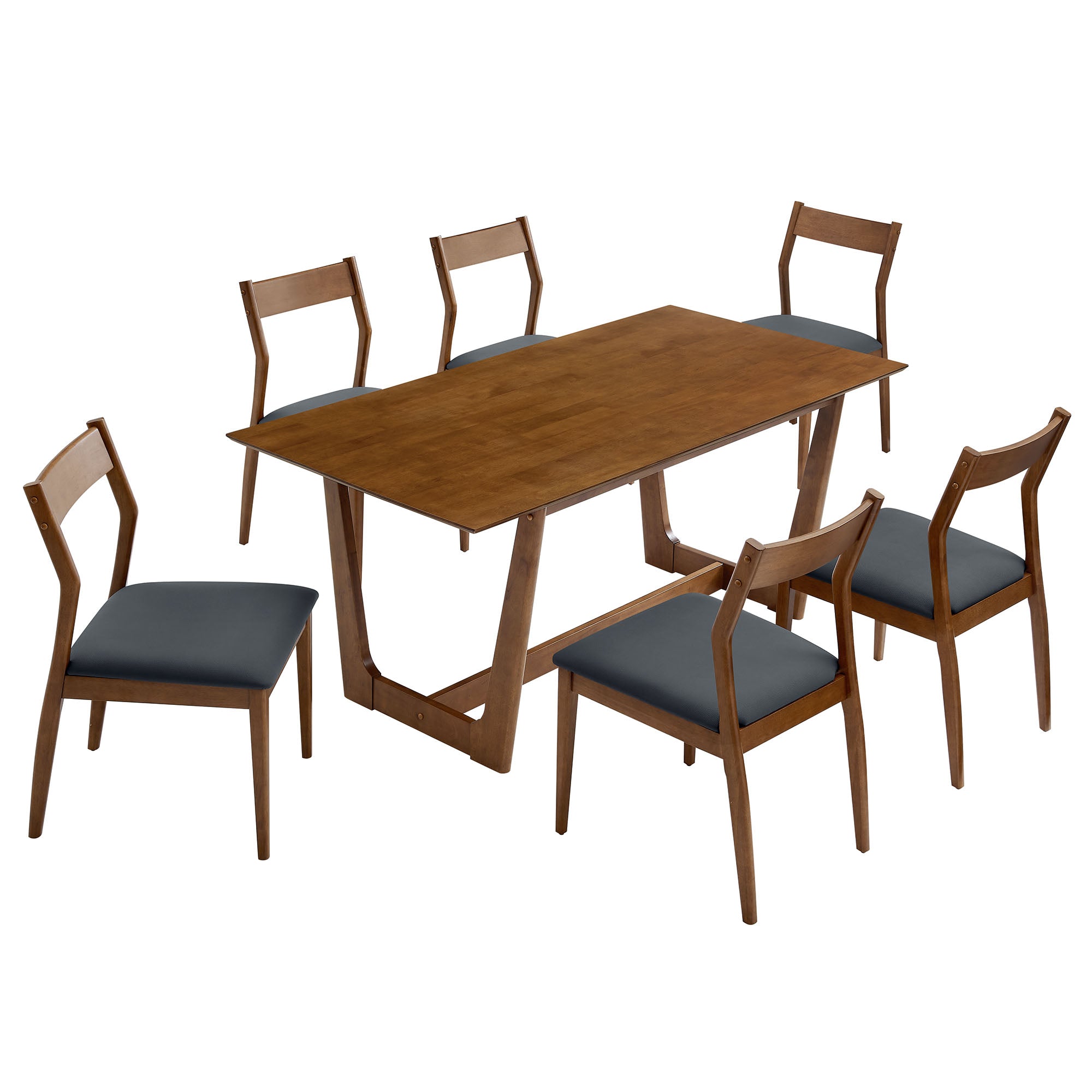 Solara 7-Piece Wood Dining Set with Vegan Leather Side Chairs by Modway - Best Buy Furniture