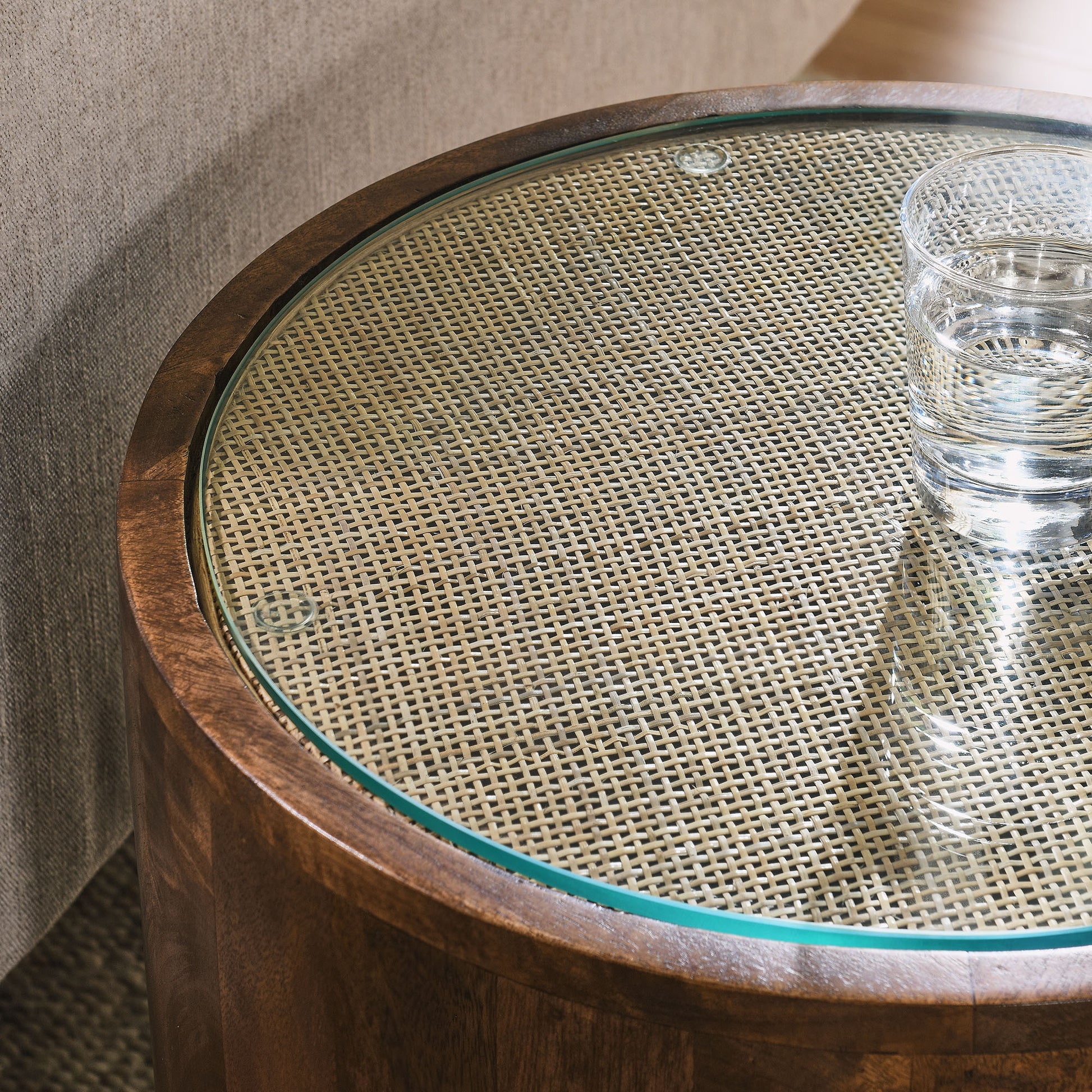 Truett Round Wood Rattan Side Table by Modway - Best Buy Furniture
