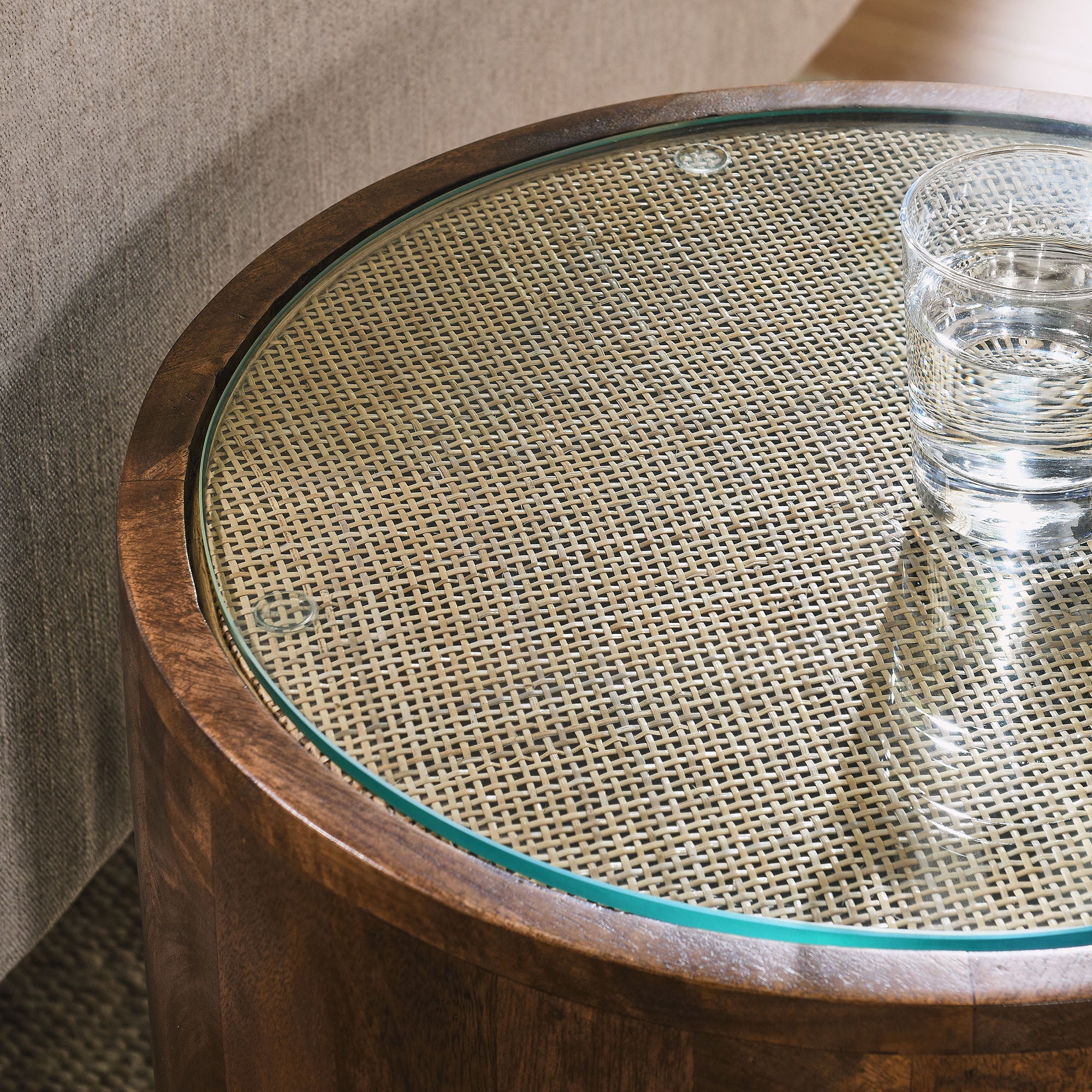 Truett Round Wood Rattan Side Table by Modway - Best Buy Furniture