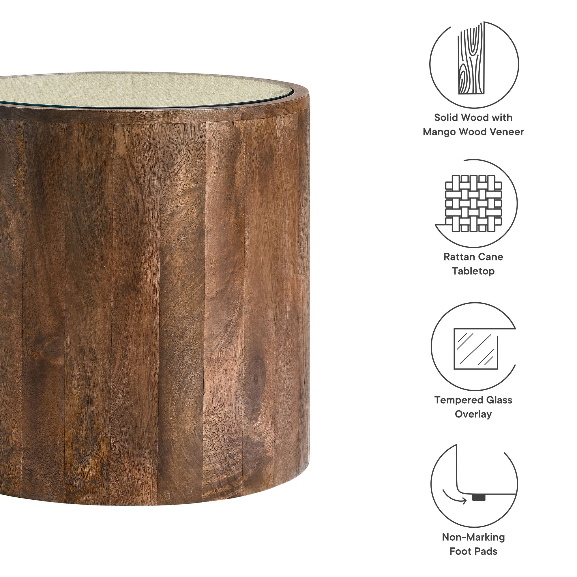 Truett Round Wood Rattan Side Table by Modway - Best Buy Furniture