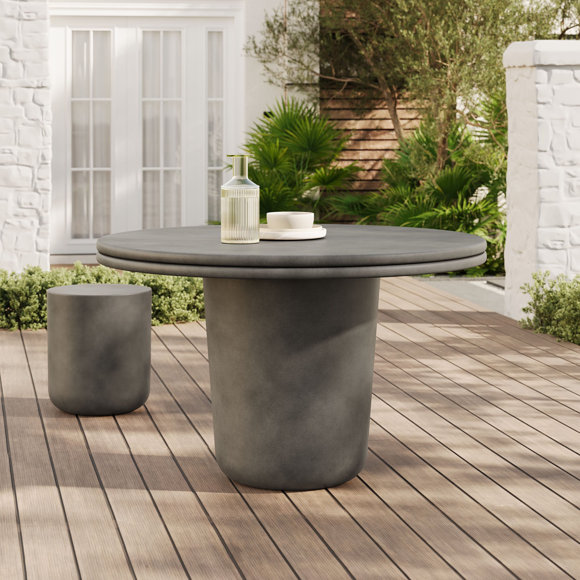 Brion 48" Indoor - Outdoor Patio Concrete Round Dining Table by Modway - Best Buy Furniture