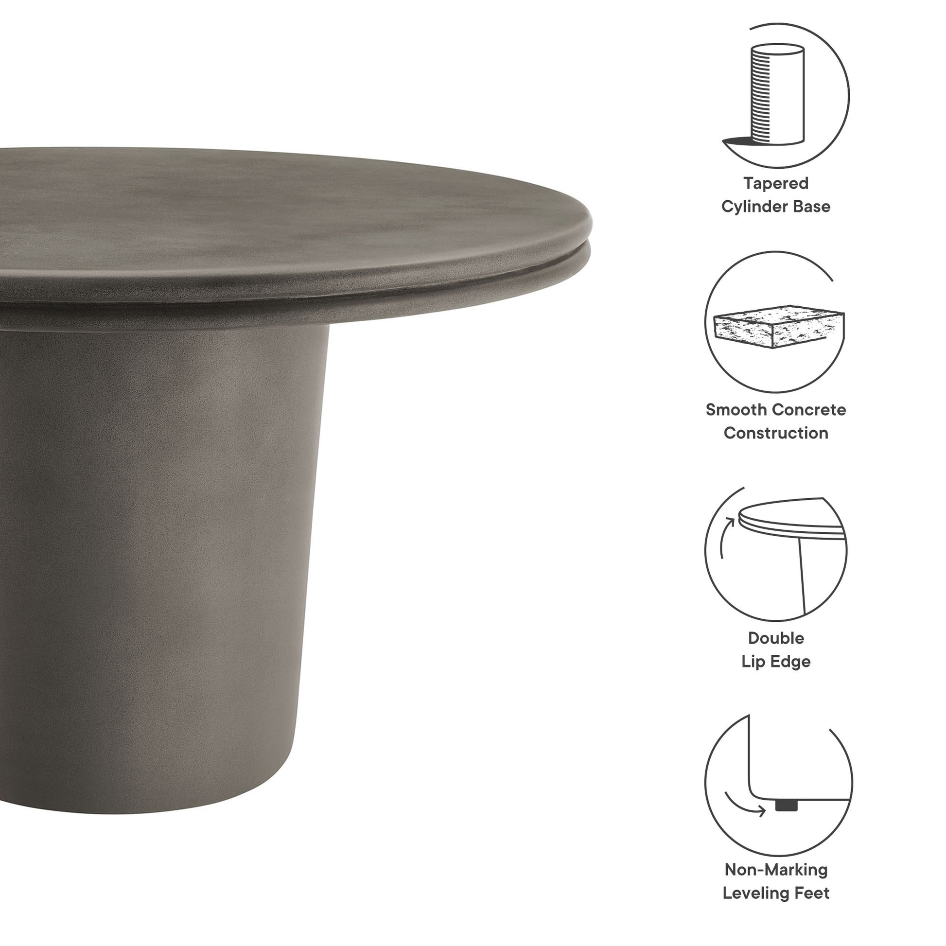 Brion 48" Indoor - Outdoor Patio Concrete Round Dining Table by Modway - Best Buy Furniture