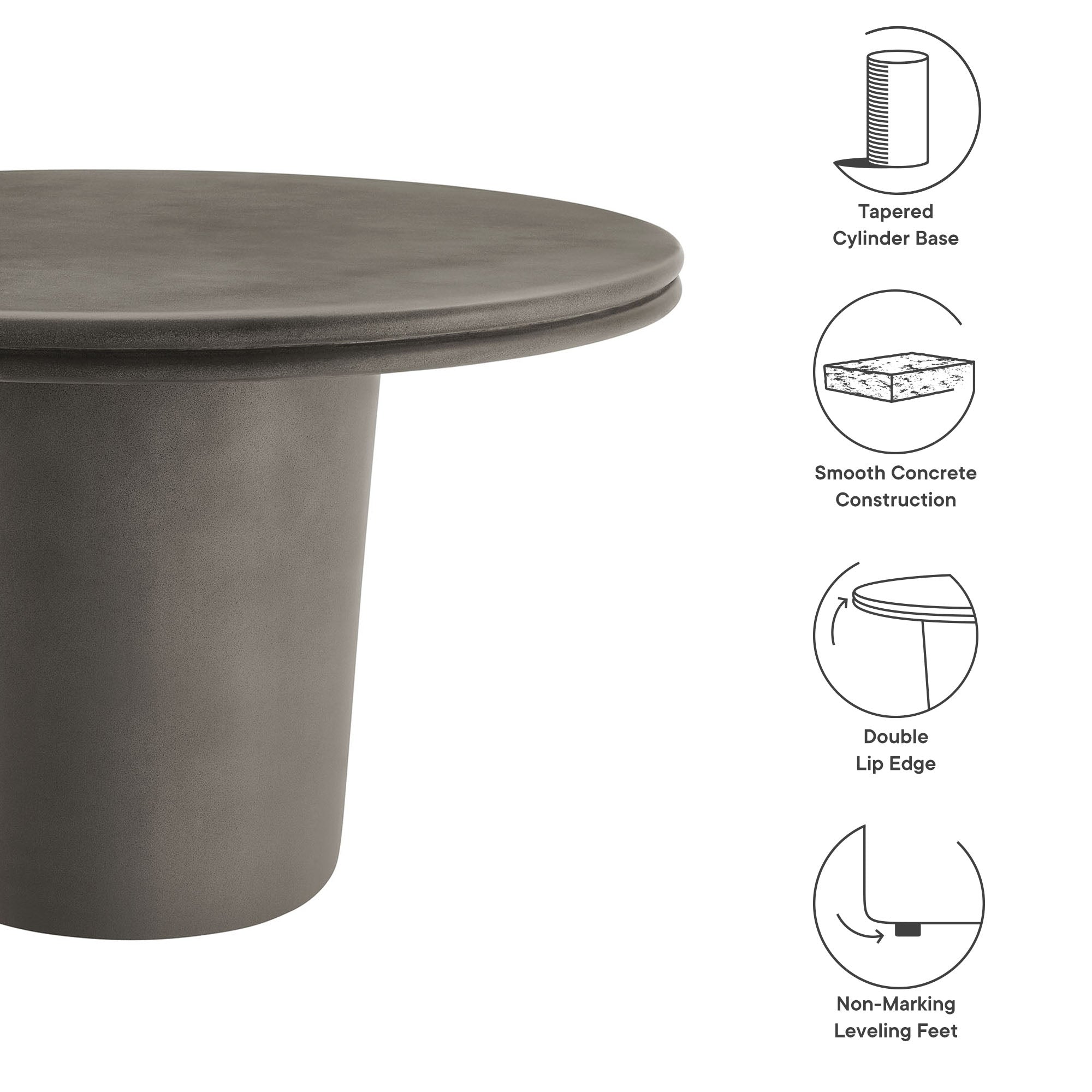 Brion 48" Indoor - Outdoor Patio Concrete Round Dining Table by Modway - Best Buy Furniture