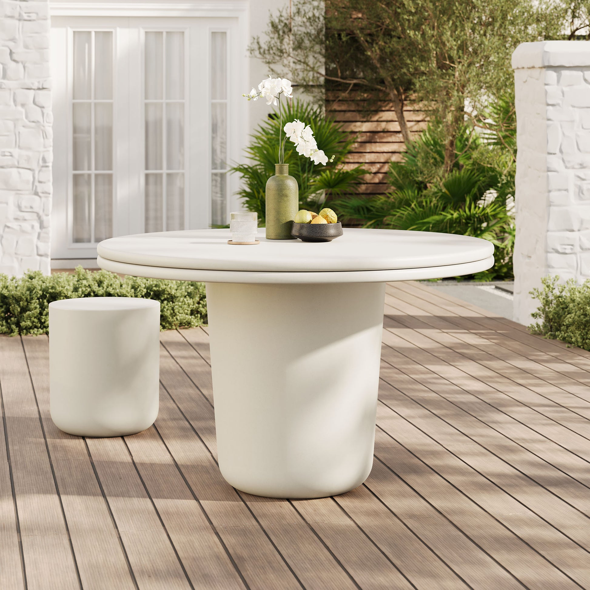 Brion 48" Indoor - Outdoor Patio Concrete Round Dining Table by Modway - Best Buy Furniture