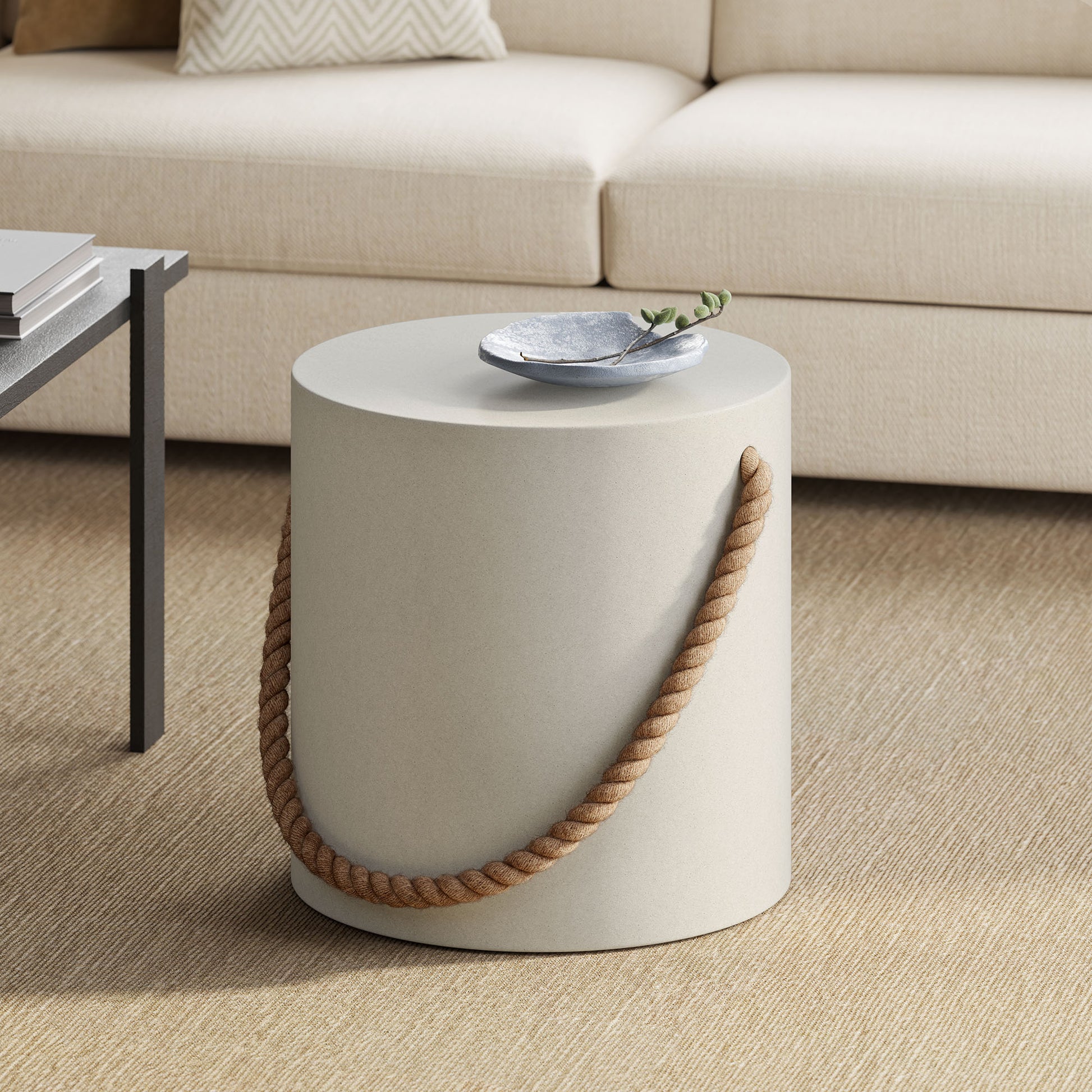 Isera Indoor - Outdoor Patio Rope Concrete Side Table Stool by Modway - Best Buy Furniture