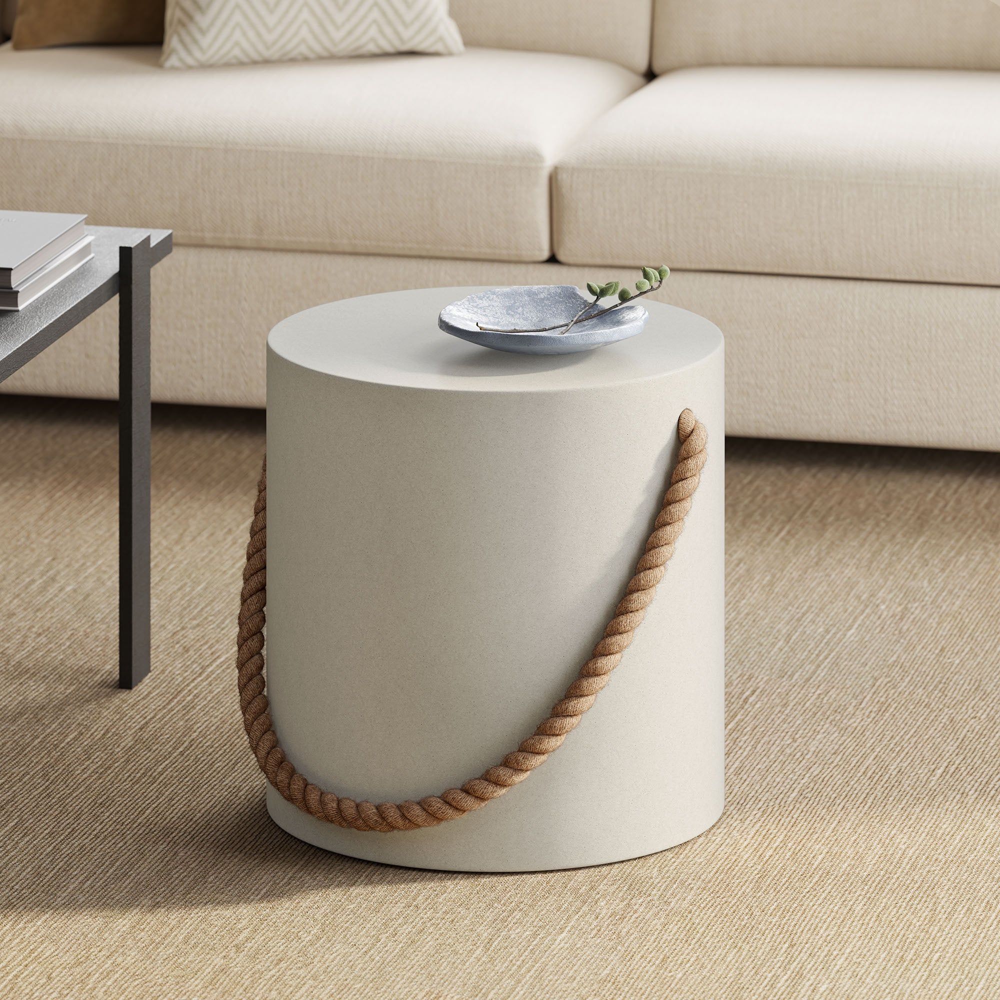 Isera Indoor - Outdoor Patio Rope Concrete Side Table Stool by Modway - Best Buy Furniture