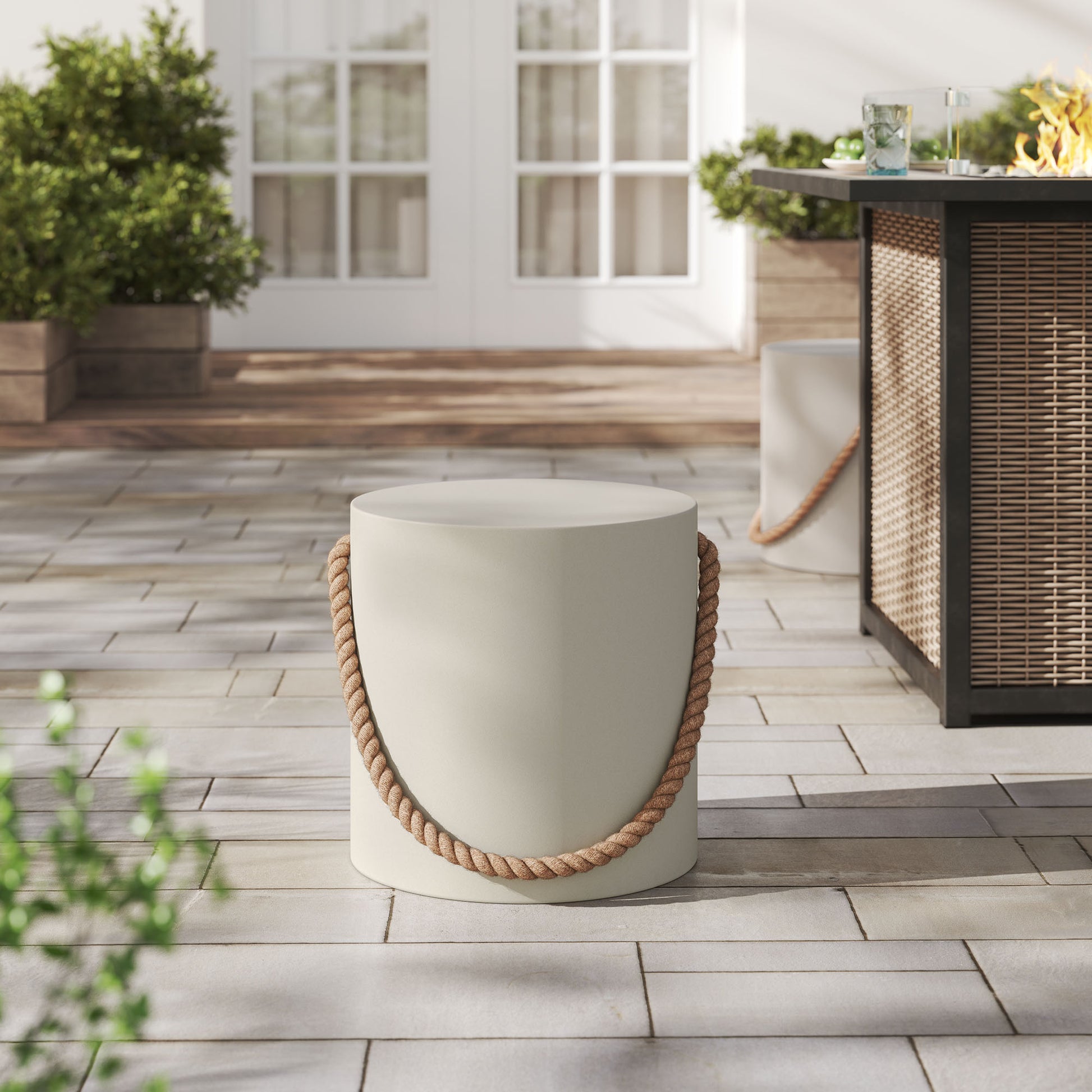 Isera Indoor - Outdoor Patio Rope Concrete Side Table Stool by Modway - Best Buy Furniture
