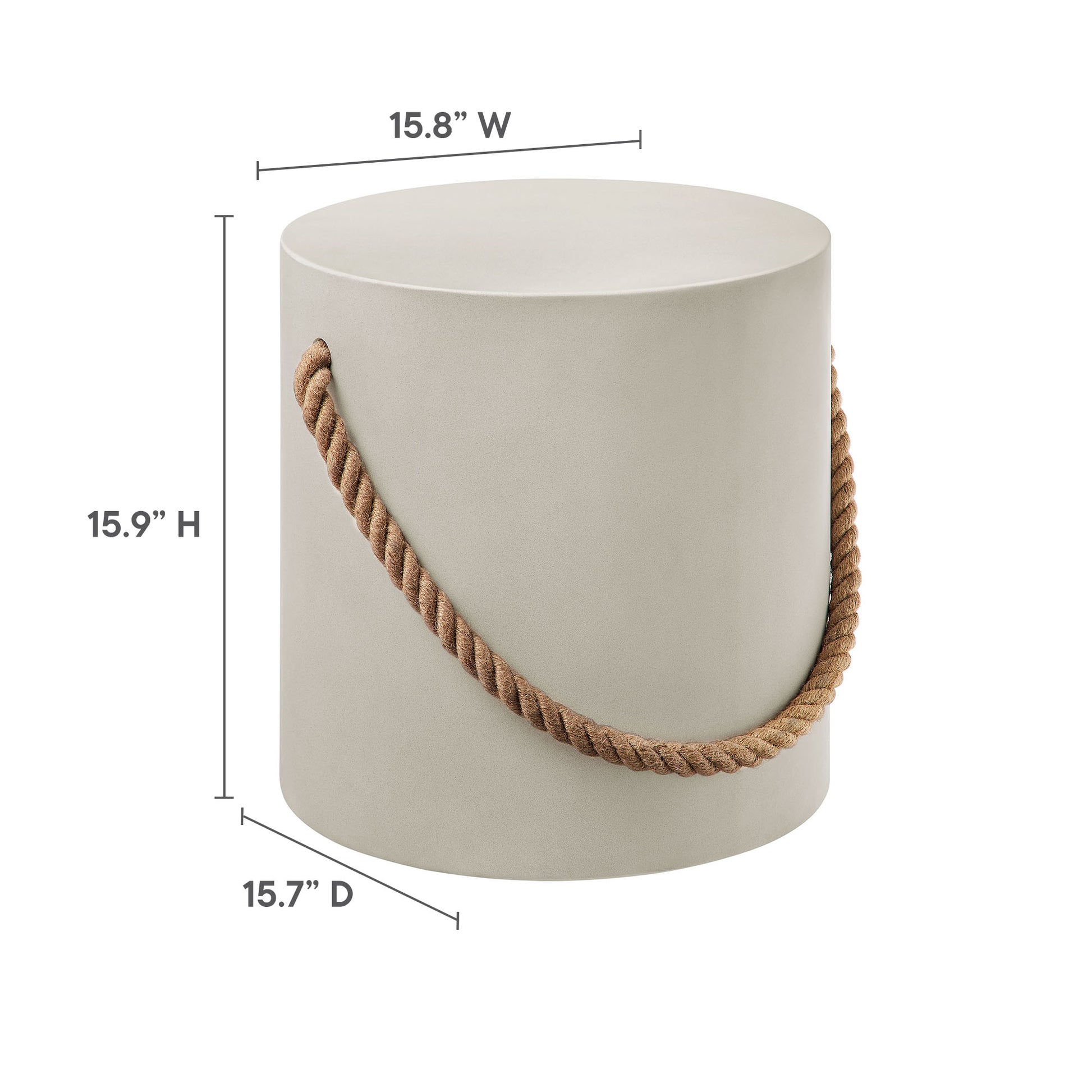 Isera Indoor - Outdoor Patio Rope Concrete Side Table Stool by Modway - Best Buy Furniture