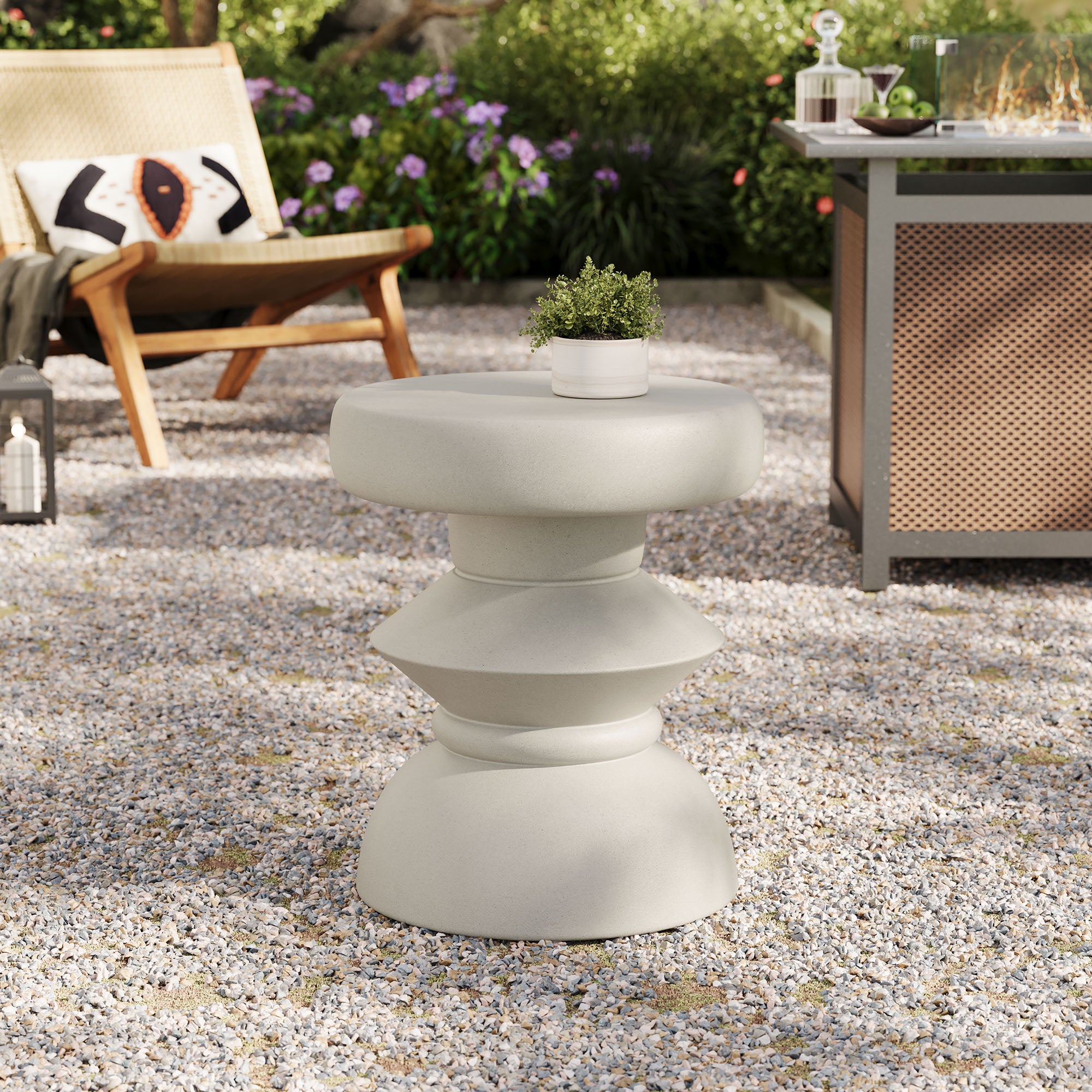 Terza Indoor - Outdoor Patio Concrete Side Table by Modway - Best Buy Furniture