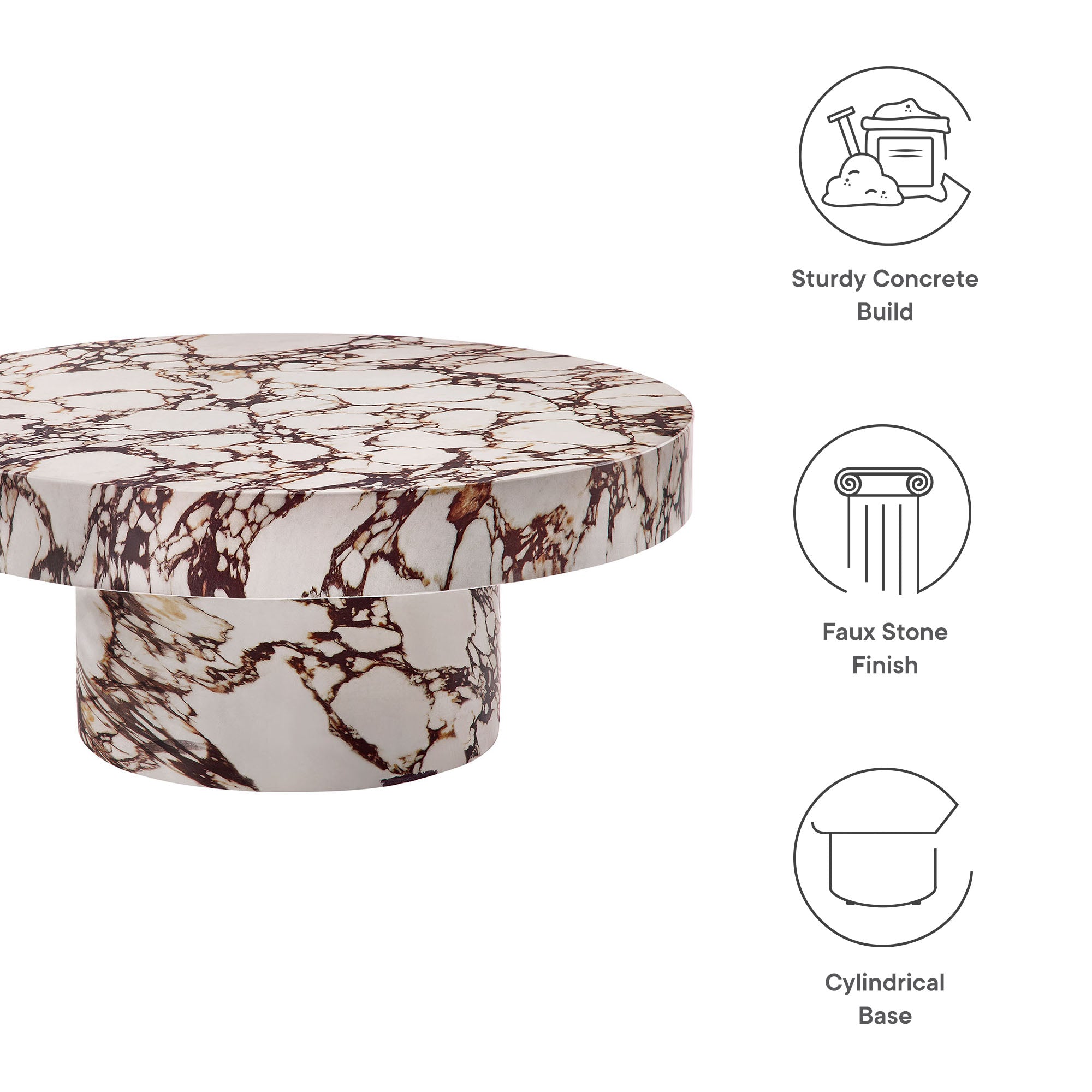 Alora Indoor - Outdoor Patio Concrete Round Coffee Table by Modway - Best Buy Furniture