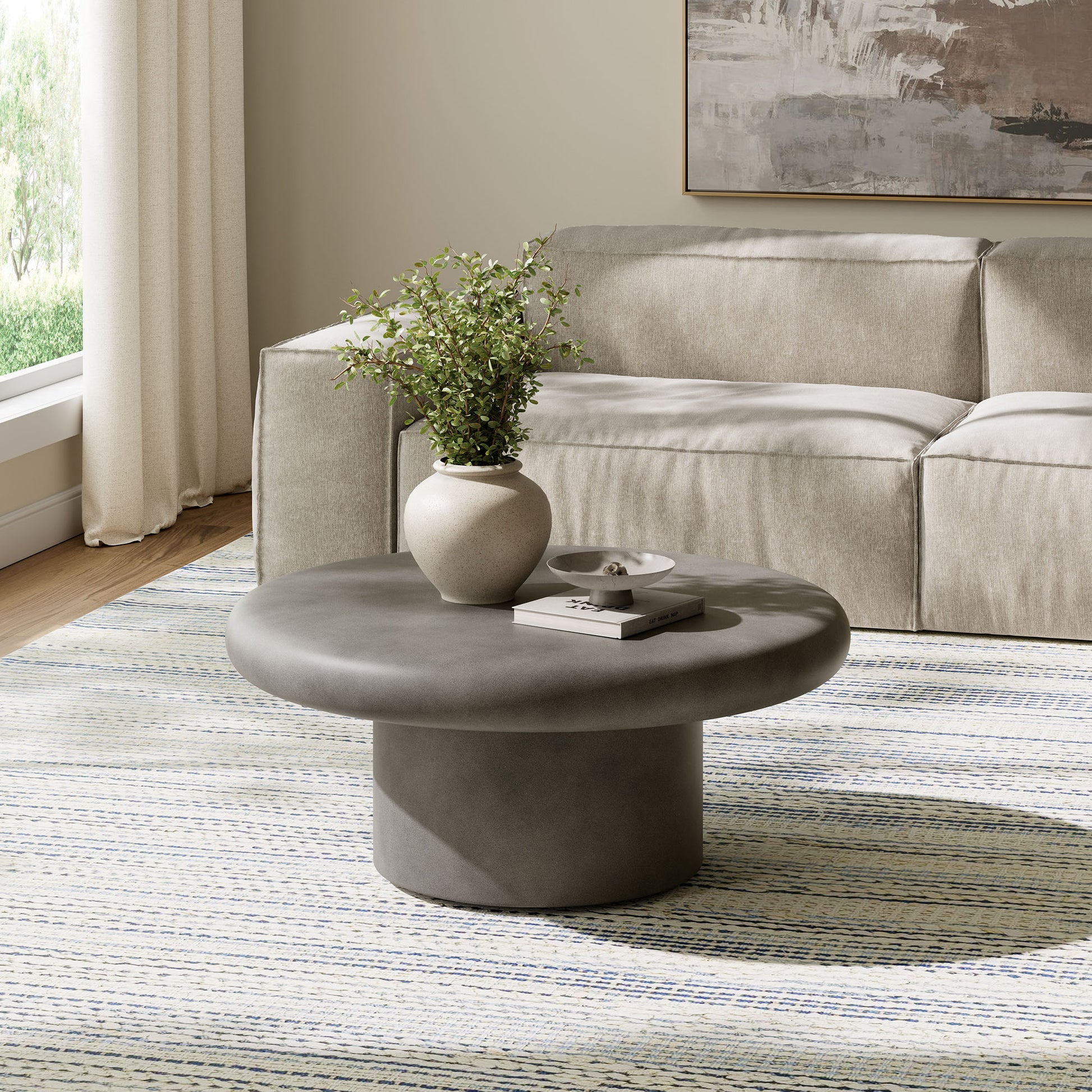 Argos Indoor - Outdoor Patio Concrete Round Coffee Table by Modway - Best Buy Furniture