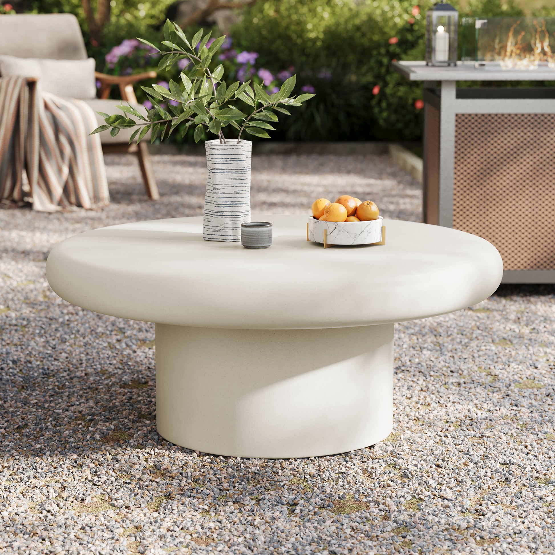 Argos Indoor - Outdoor Patio Concrete Round Coffee Table by Modway - Best Buy Furniture