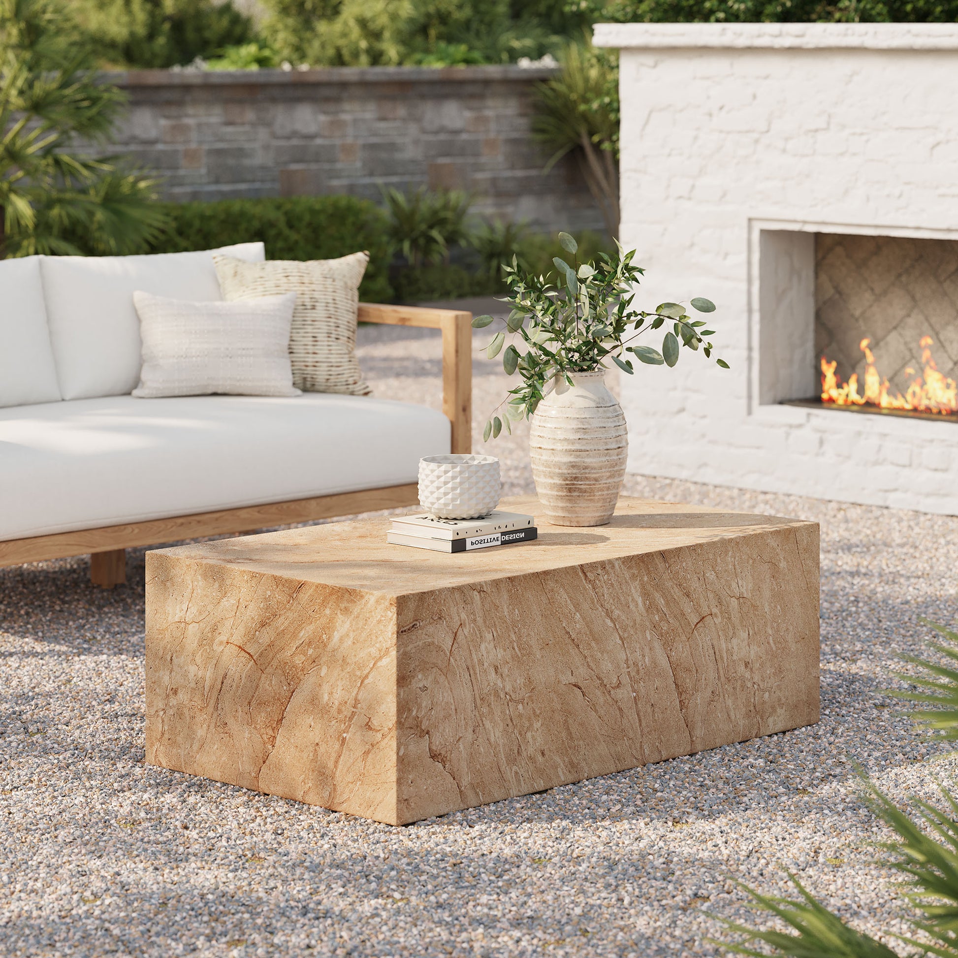 Jordana Square Plinth Indoor - Outdoor Patio Concrete Coffee Table by Modway - Best Buy Furniture