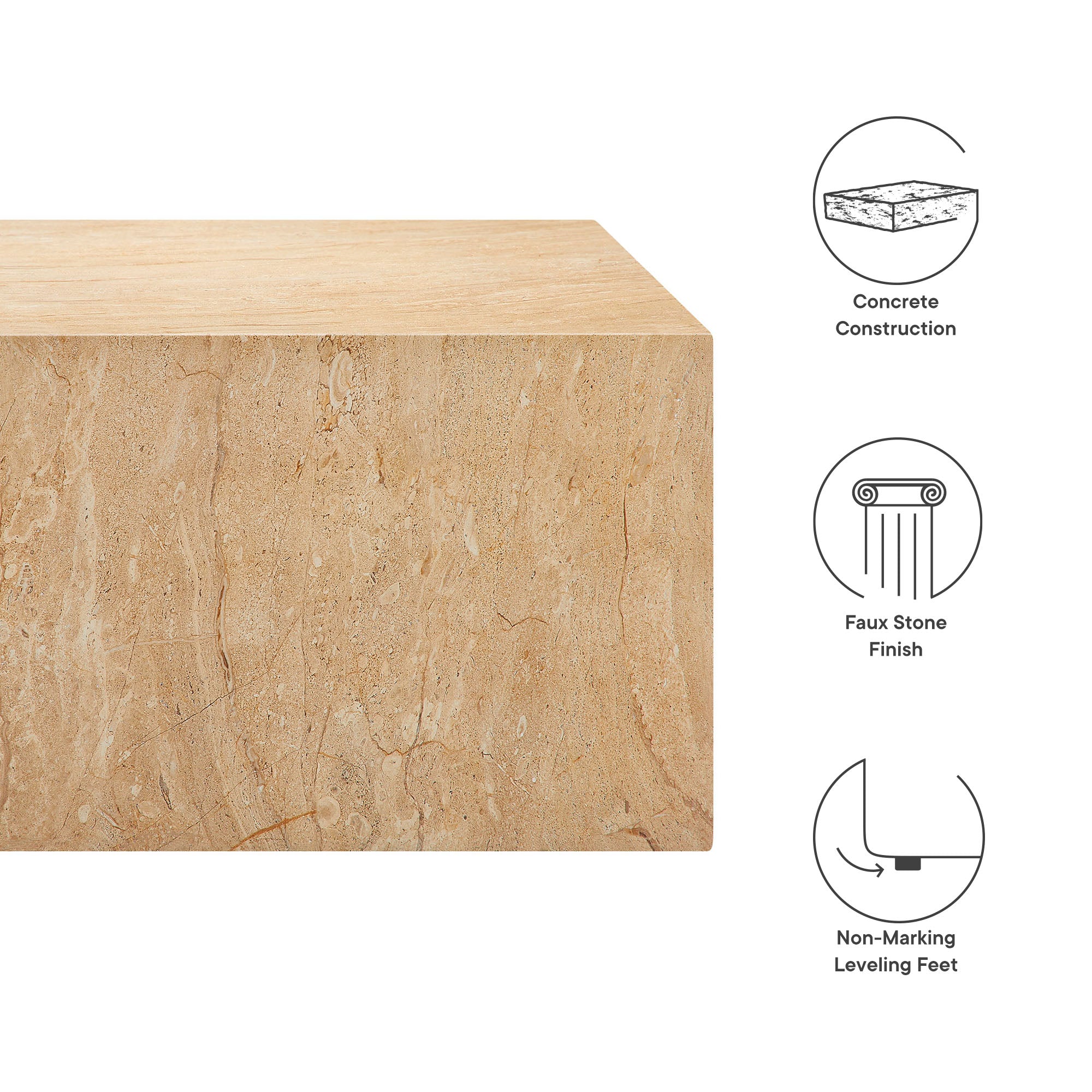 Jordana Square Plinth Indoor - Outdoor Patio Concrete Coffee Table by Modway - Best Buy Furniture