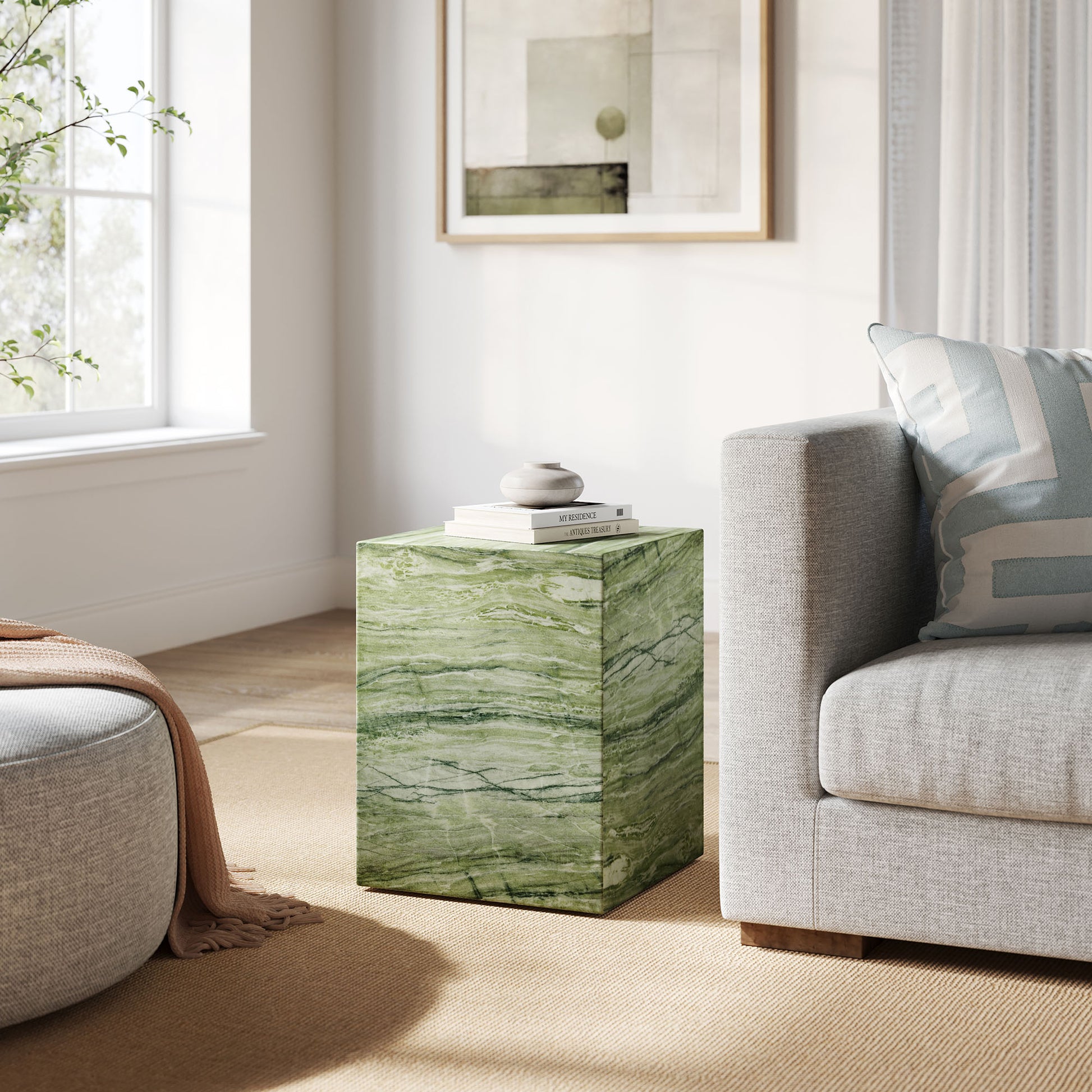 Jordana Square Plinth Indoor - Outdoor Patio Concrete Side Table by Modway - Best Buy Furniture