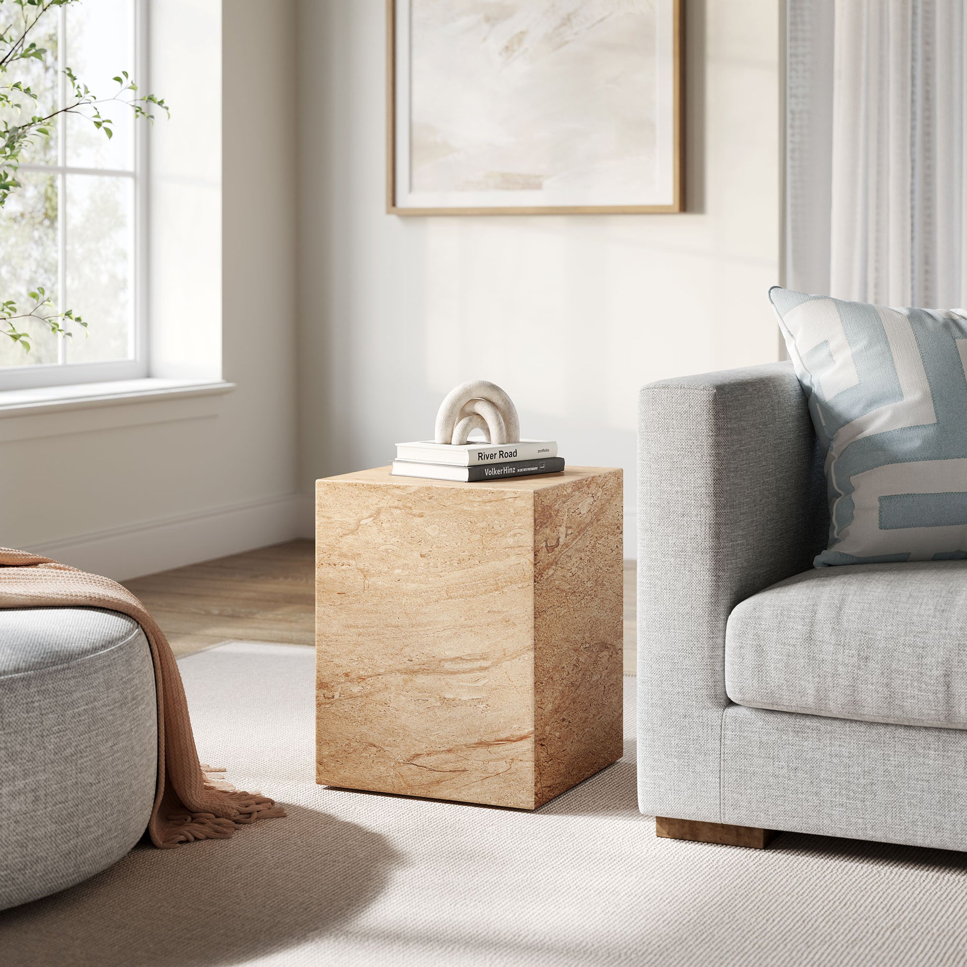 Jordana Square Plinth Indoor - Outdoor Patio Concrete Side Table by Modway - Best Buy Furniture