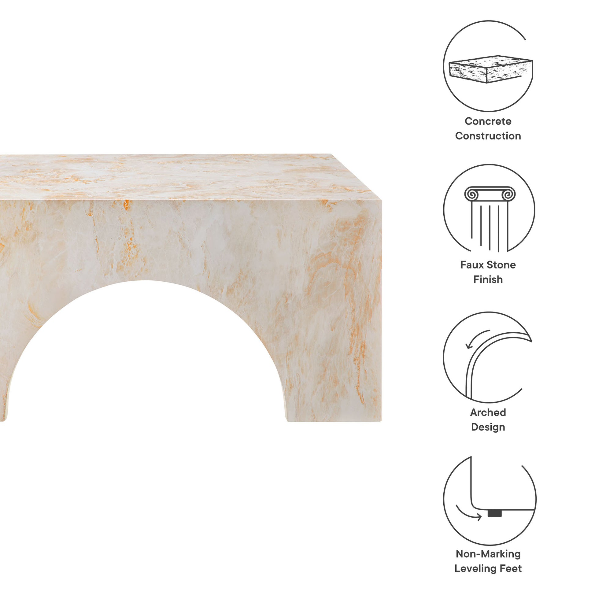 Valen Indoor - Outdoor Patio Arched Concrete Coffee Table by Modway - Best Buy Furniture