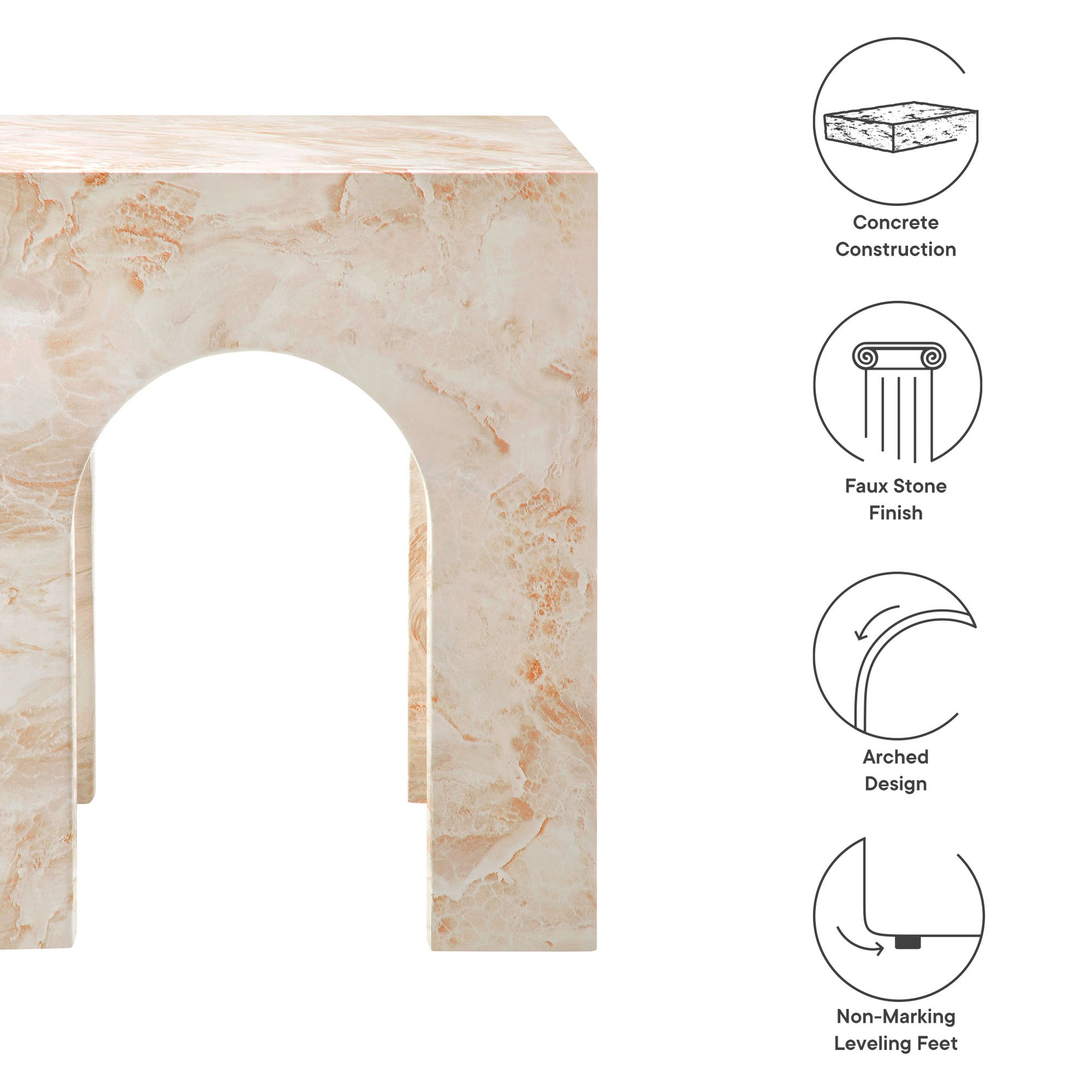 Valen Square Indoor - Outdoor Patio Arched Concrete Side Table by Modway - Best Buy Furniture