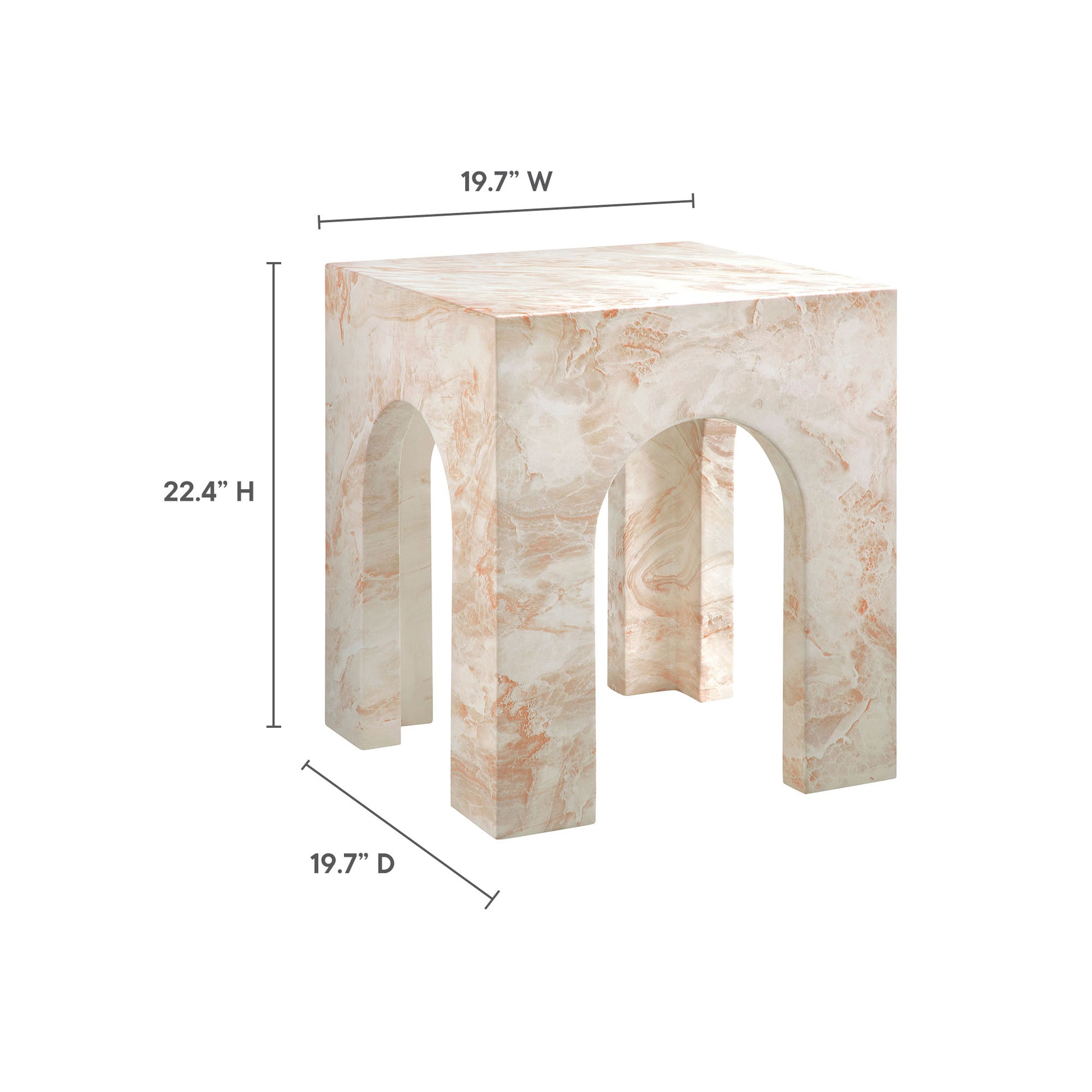 Valen Square Indoor - Outdoor Patio Arched Concrete Side Table by Modway - Best Buy Furniture