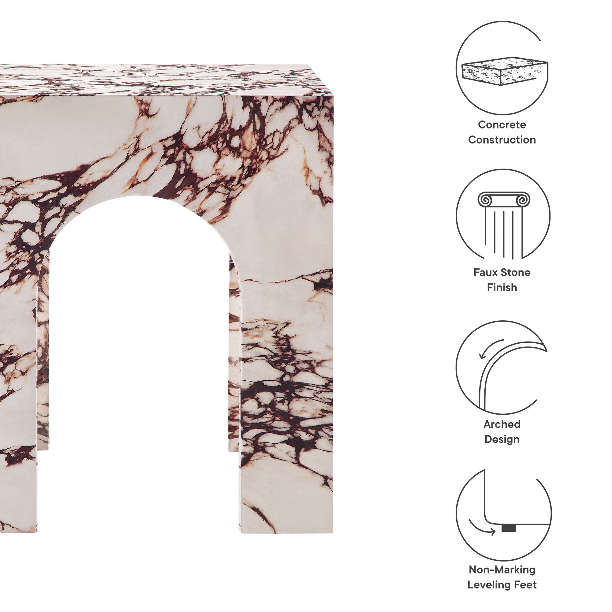 Valen Square Indoor - Outdoor Patio Arched Concrete Side Table by Modway - Best Buy Furniture