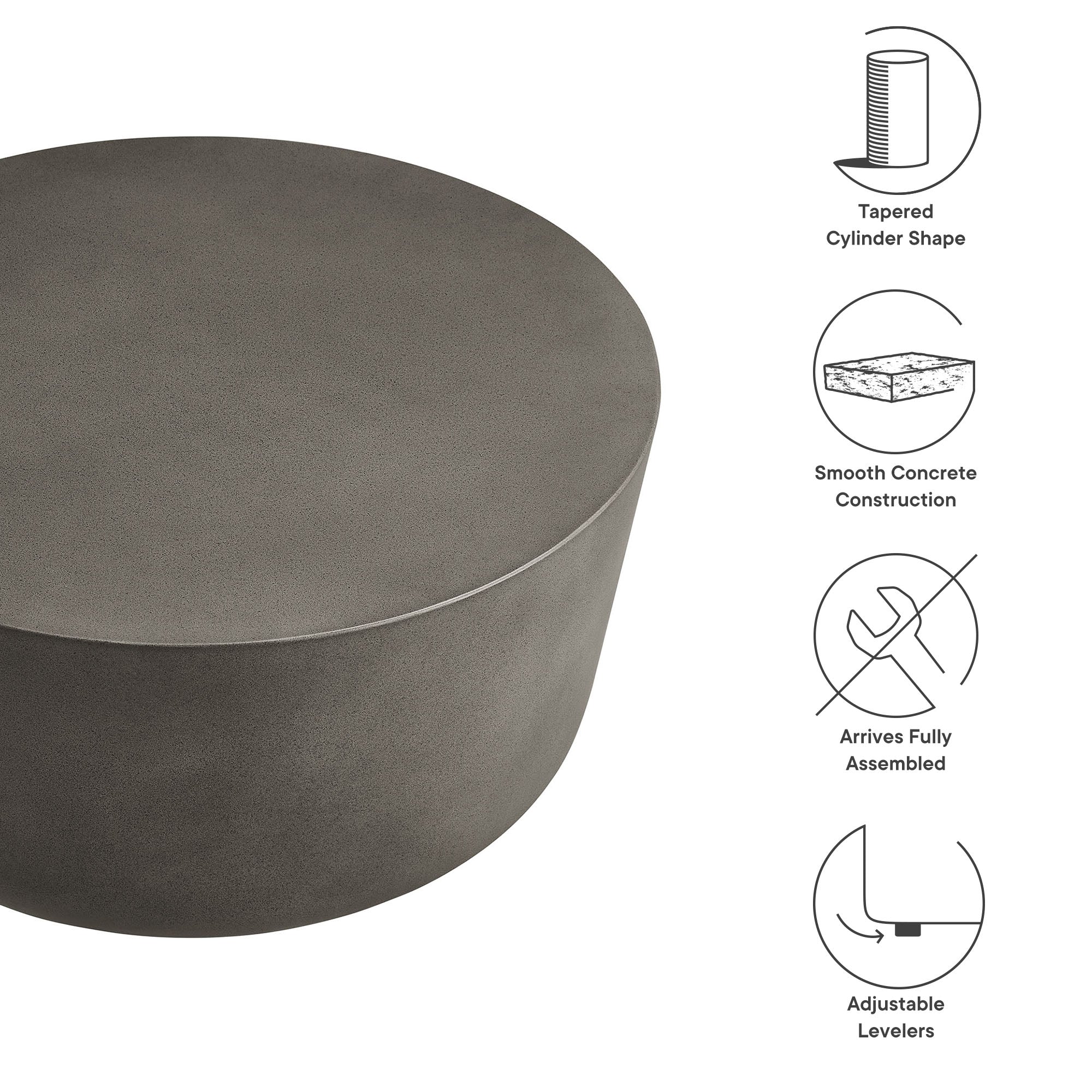 Brion Round Indoor - Outdoor Patio Concrete Coffee Table by Modway - Best Buy Furniture