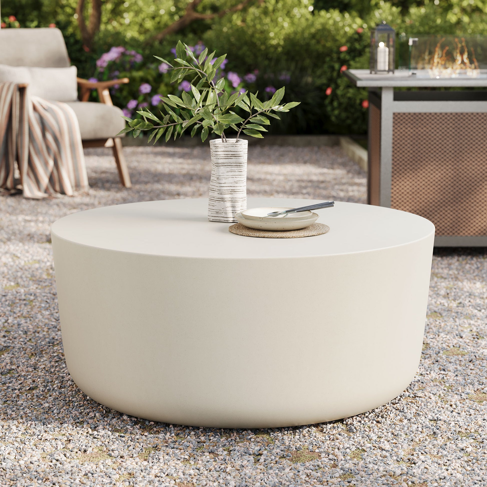 Brion Round Indoor - Outdoor Patio Concrete Coffee Table by Modway - Best Buy Furniture