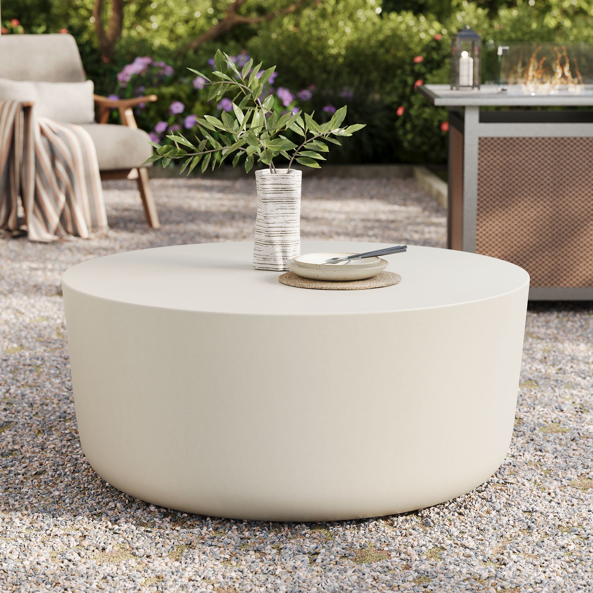 Brion Round Indoor - Outdoor Patio Concrete Coffee Table by Modway - Best Buy Furniture