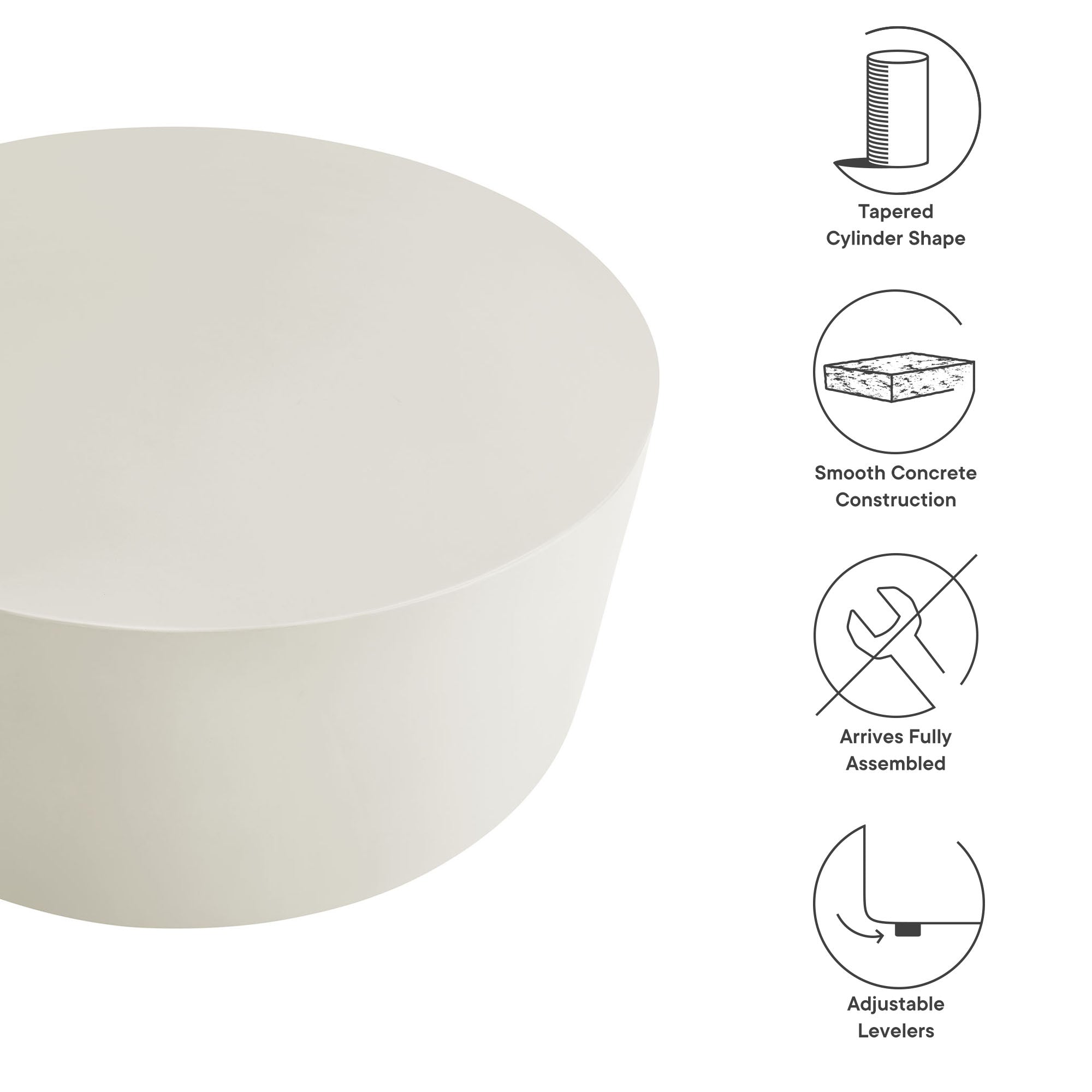 Brion Round Indoor - Outdoor Patio Concrete Coffee Table by Modway - Best Buy Furniture