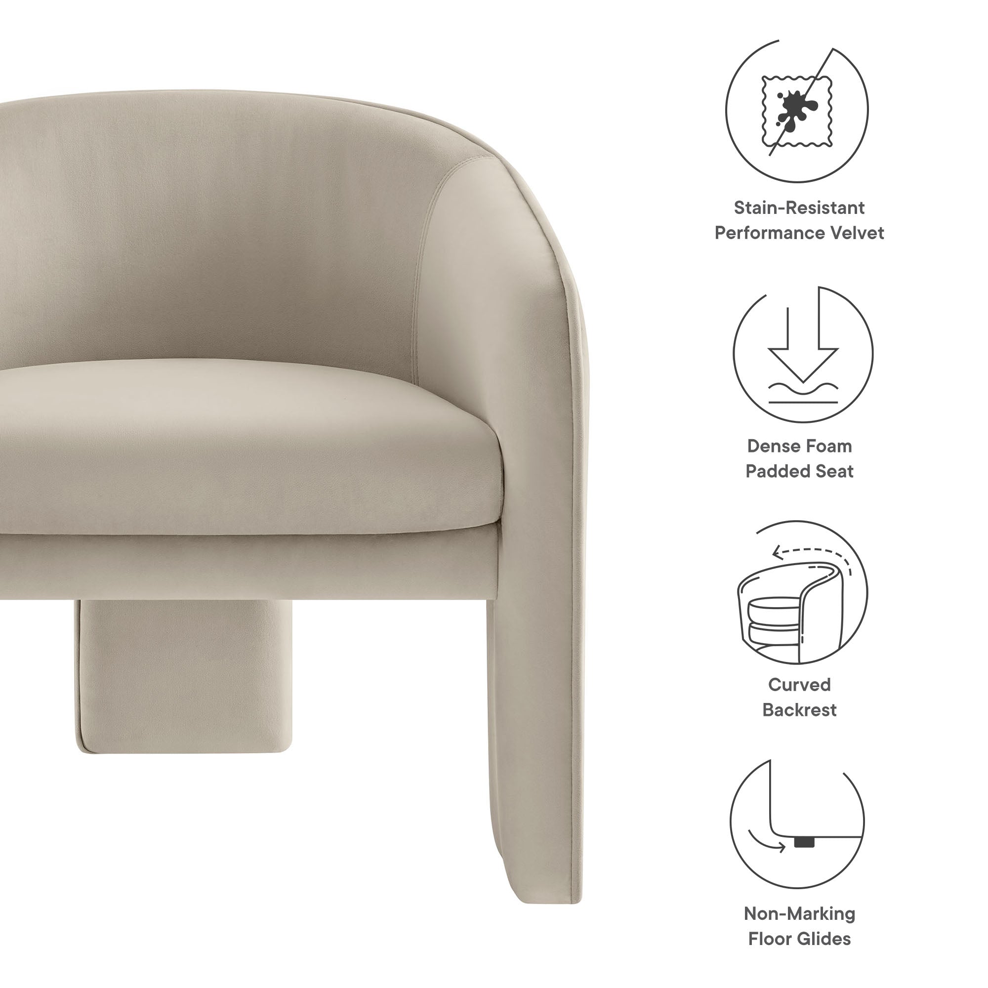 Greer Performance Velvet Upholstered Accent Armchair by Modway - Best Buy Furniture