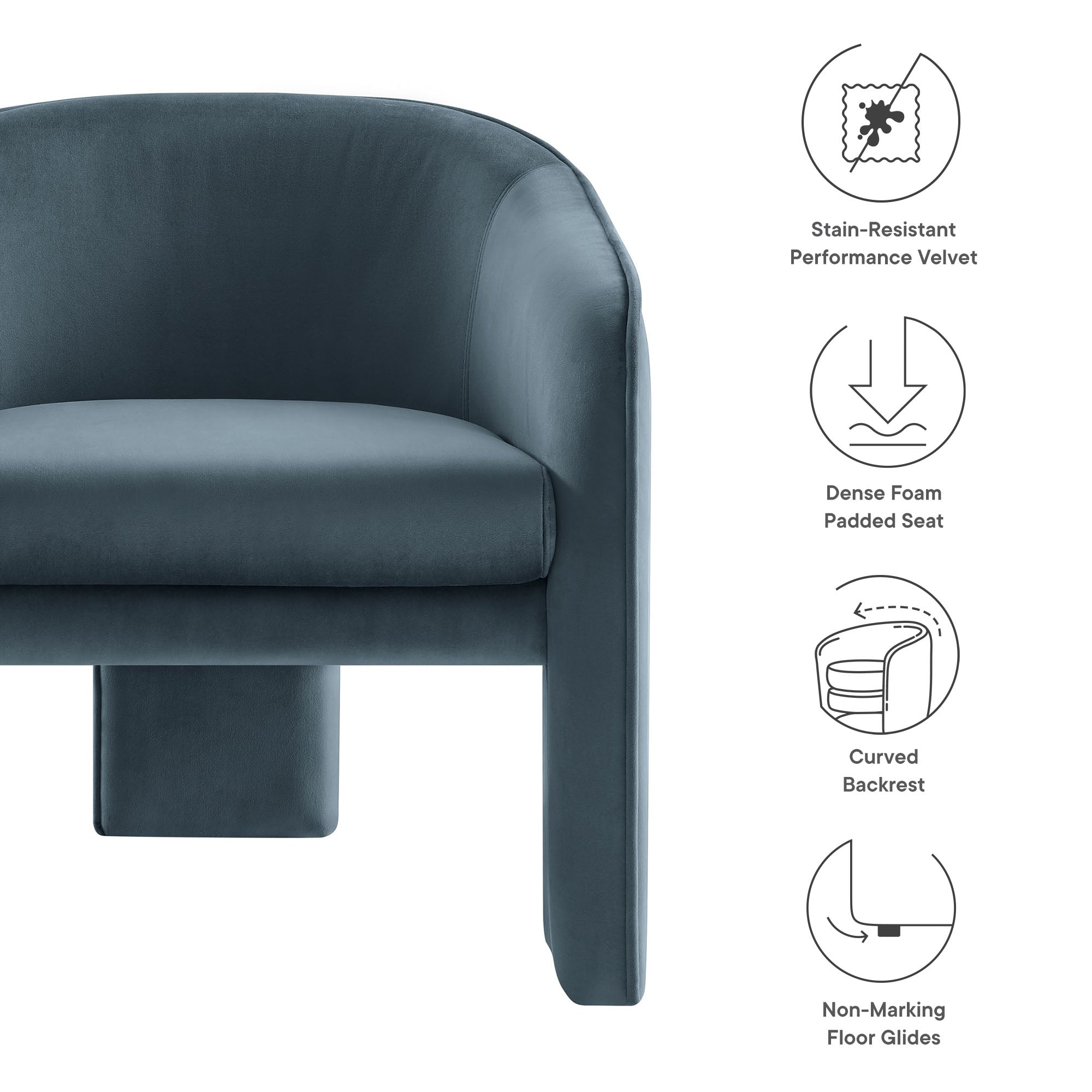 Greer Performance Velvet Upholstered Accent Armchair by Modway - Best Buy Furniture