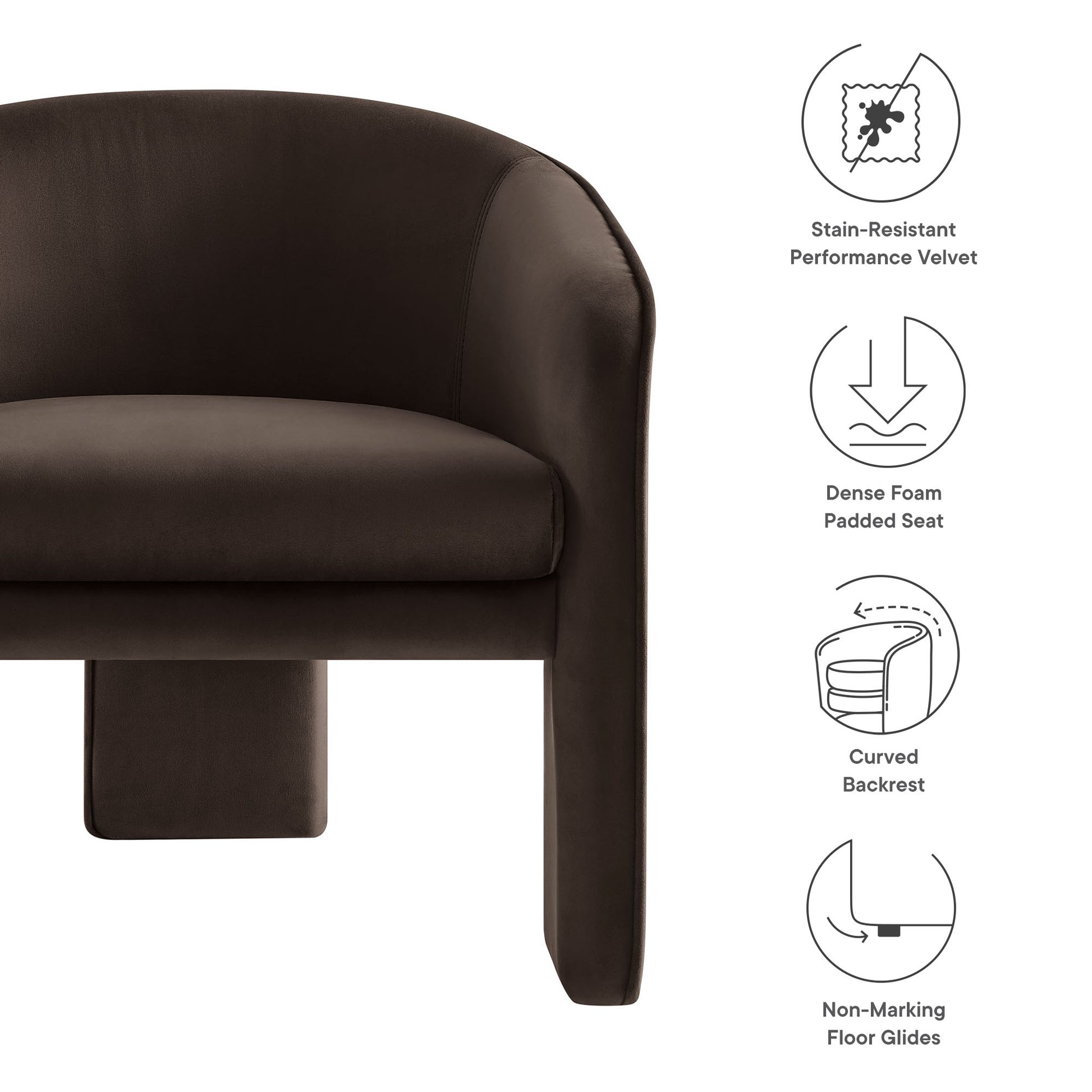 Greer Performance Velvet Upholstered Accent Armchair by Modway - Best Buy Furniture