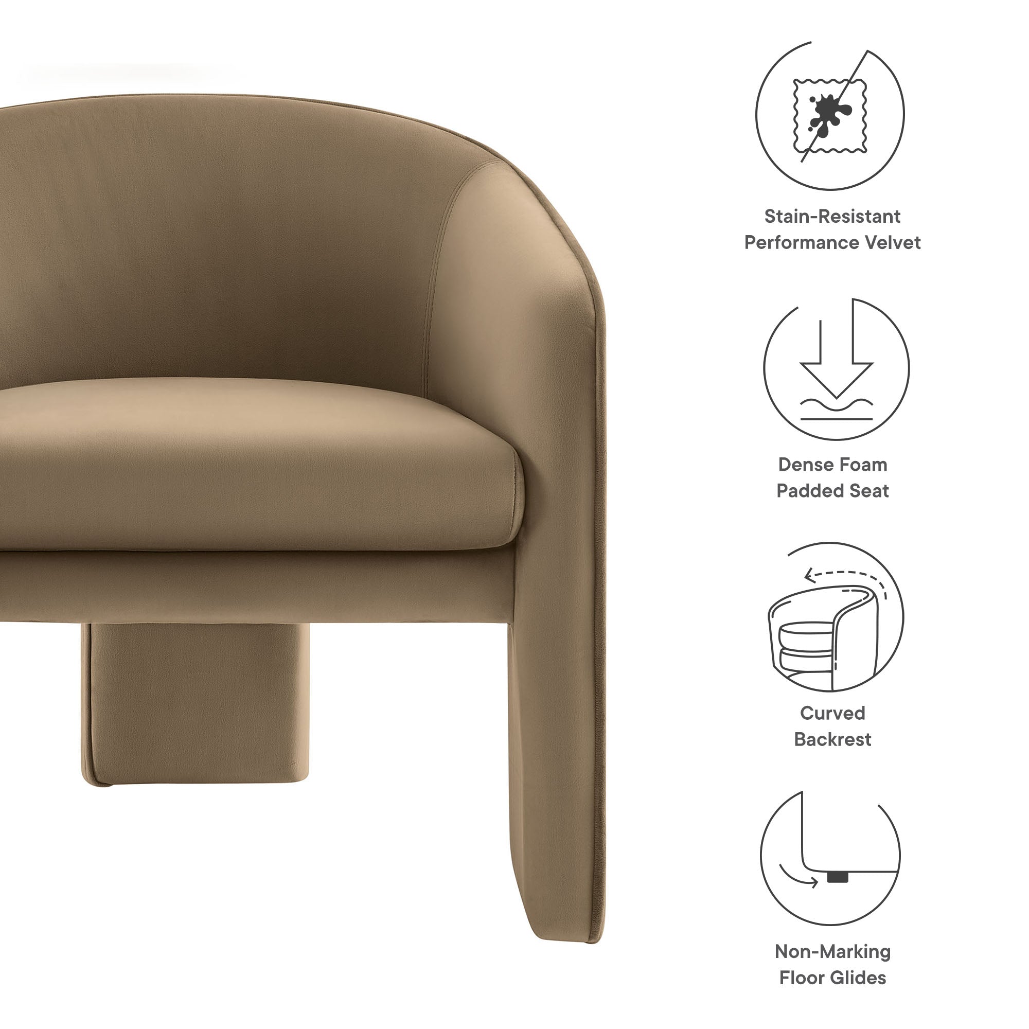 Greer Performance Velvet Upholstered Accent Armchair by Modway - Best Buy Furniture