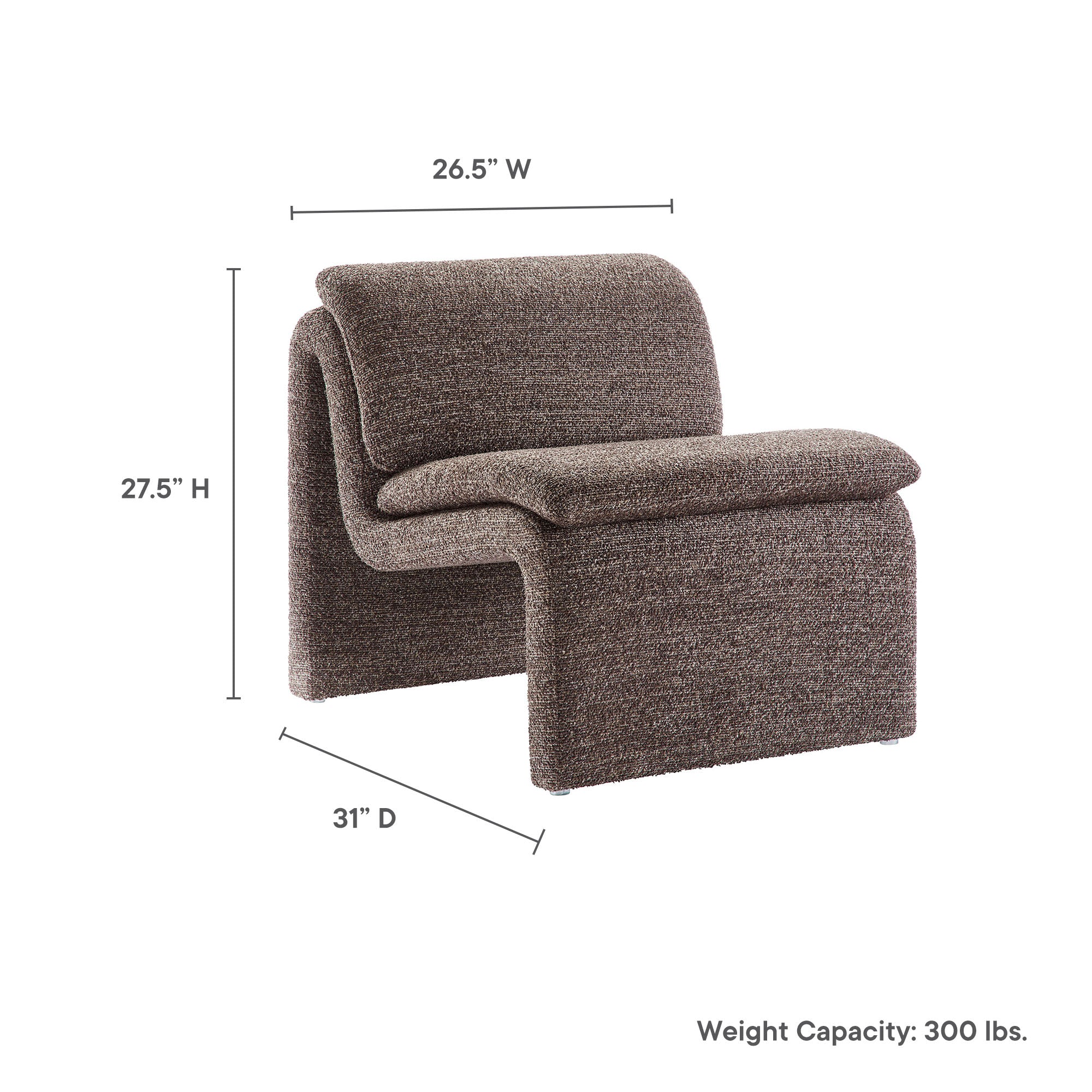Dune Boucle Upholstered Armless Accent Chair by Modway - Best Buy Furniture