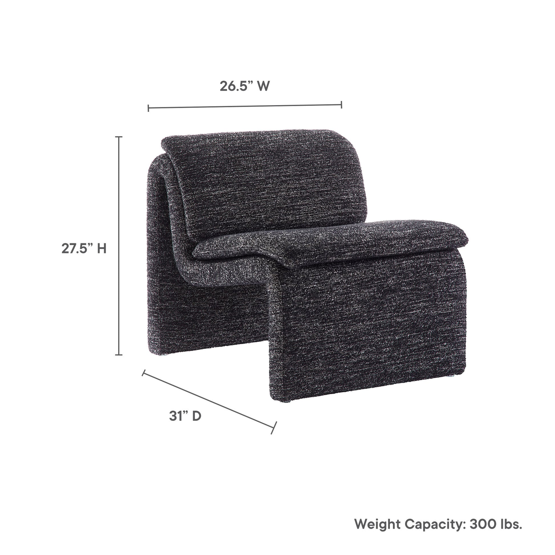 Dune Boucle Upholstered Armless Accent Chair by Modway - Best Buy Furniture