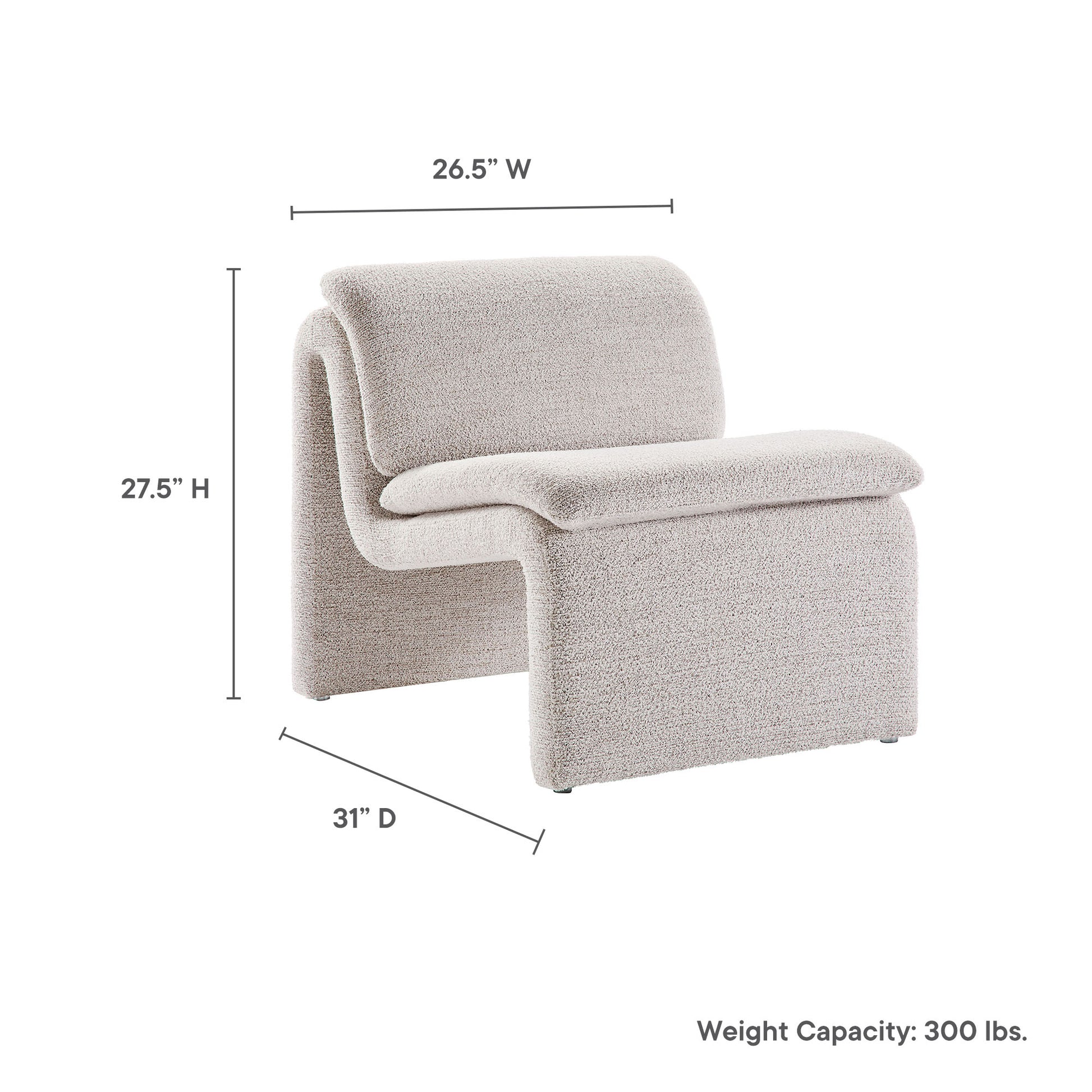 Dune Boucle Upholstered Armless Accent Chair by Modway - Best Buy Furniture