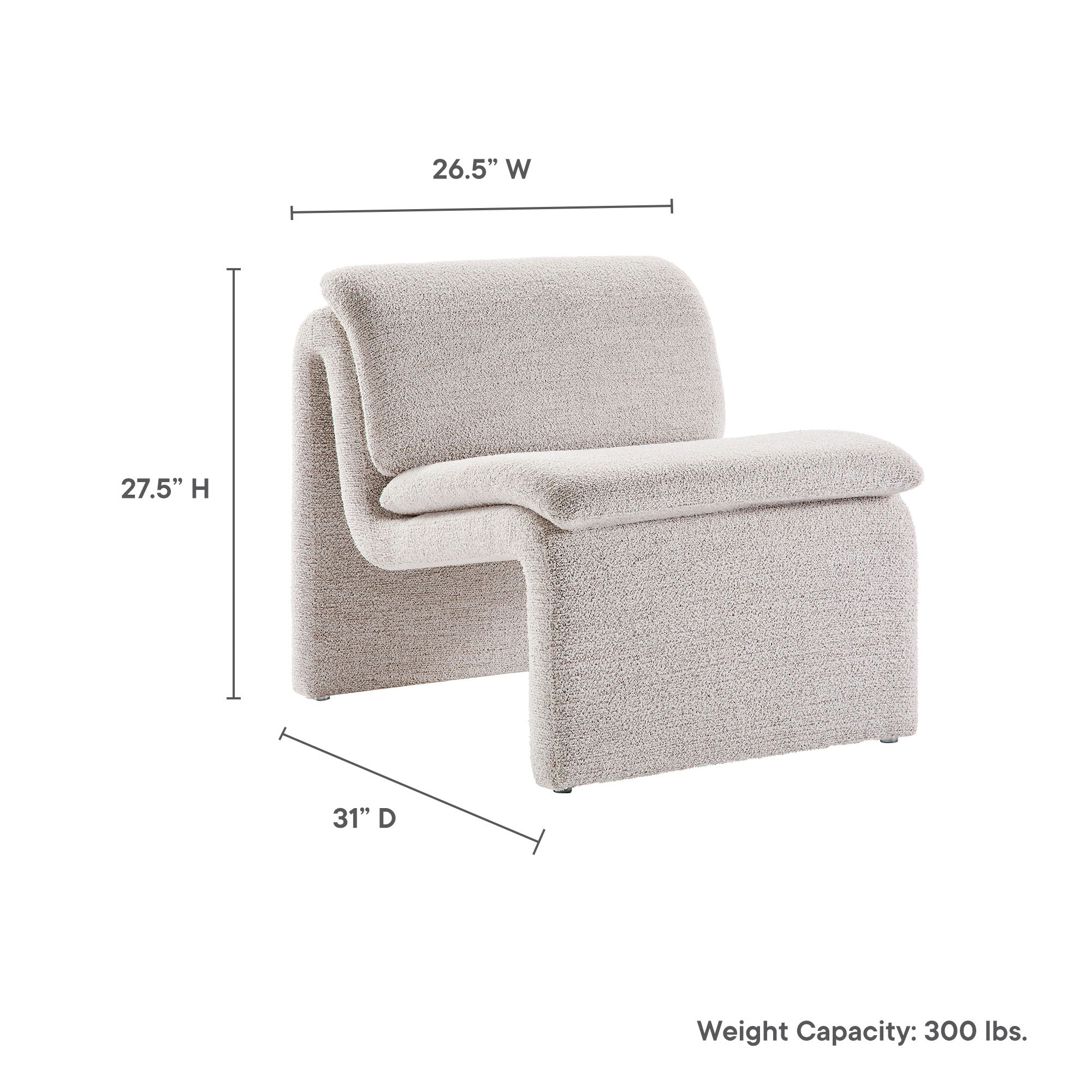 Dune Boucle Upholstered Armless Accent Chair by Modway - Best Buy Furniture