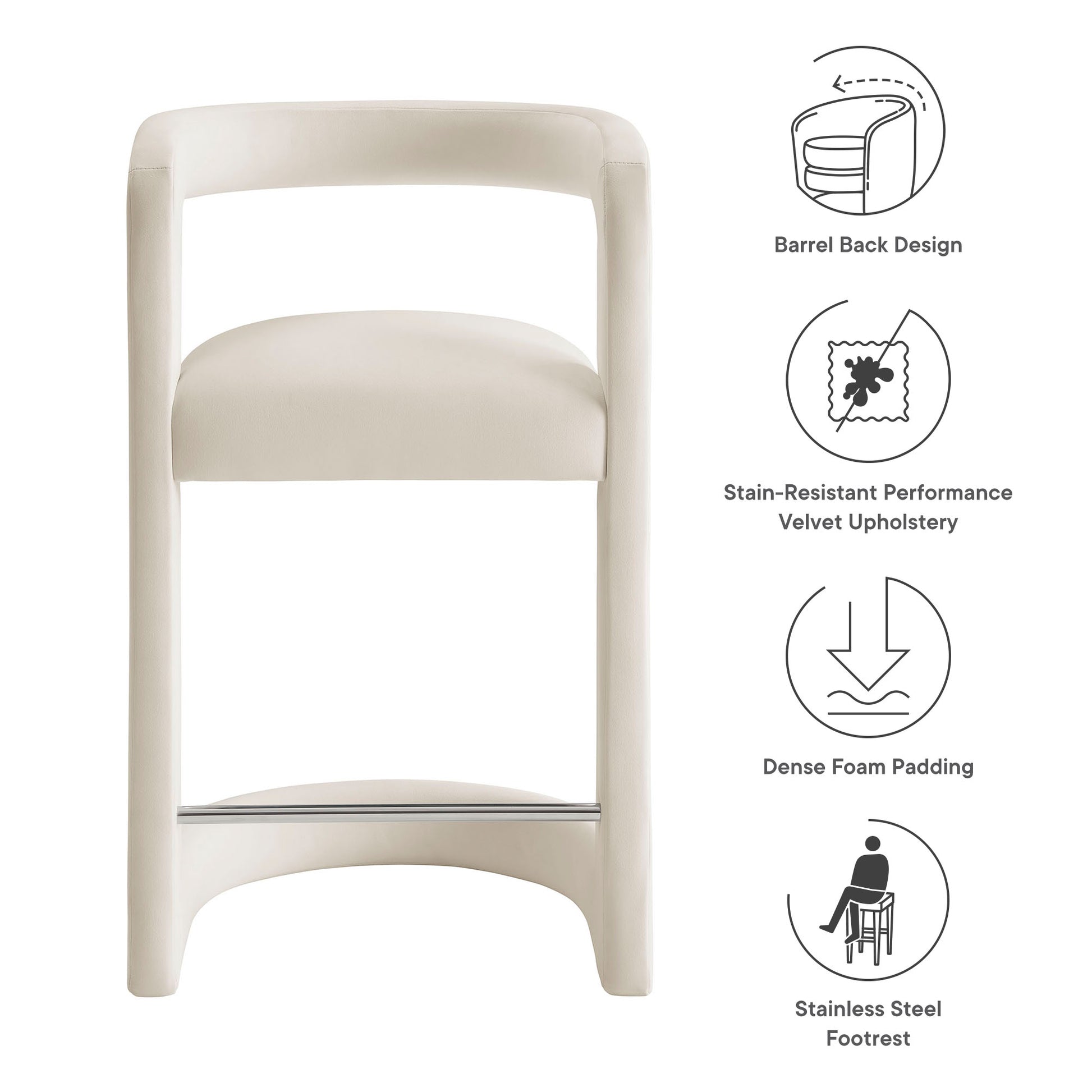 Winslow Performance Velvet Counter Stool by Modway - Best Buy Furniture