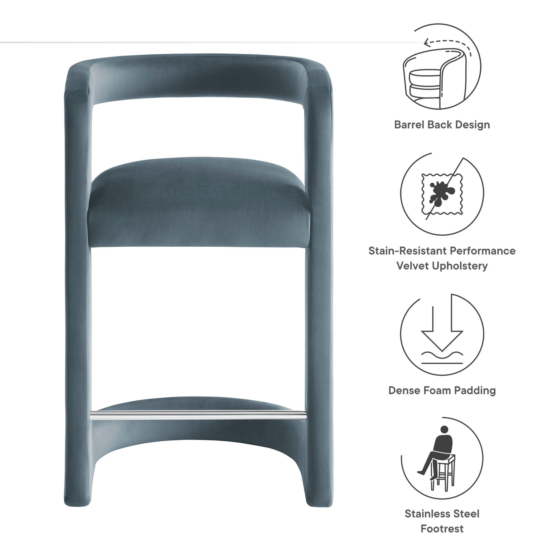 Winslow Performance Velvet Counter Stool by Modway - Best Buy Furniture
