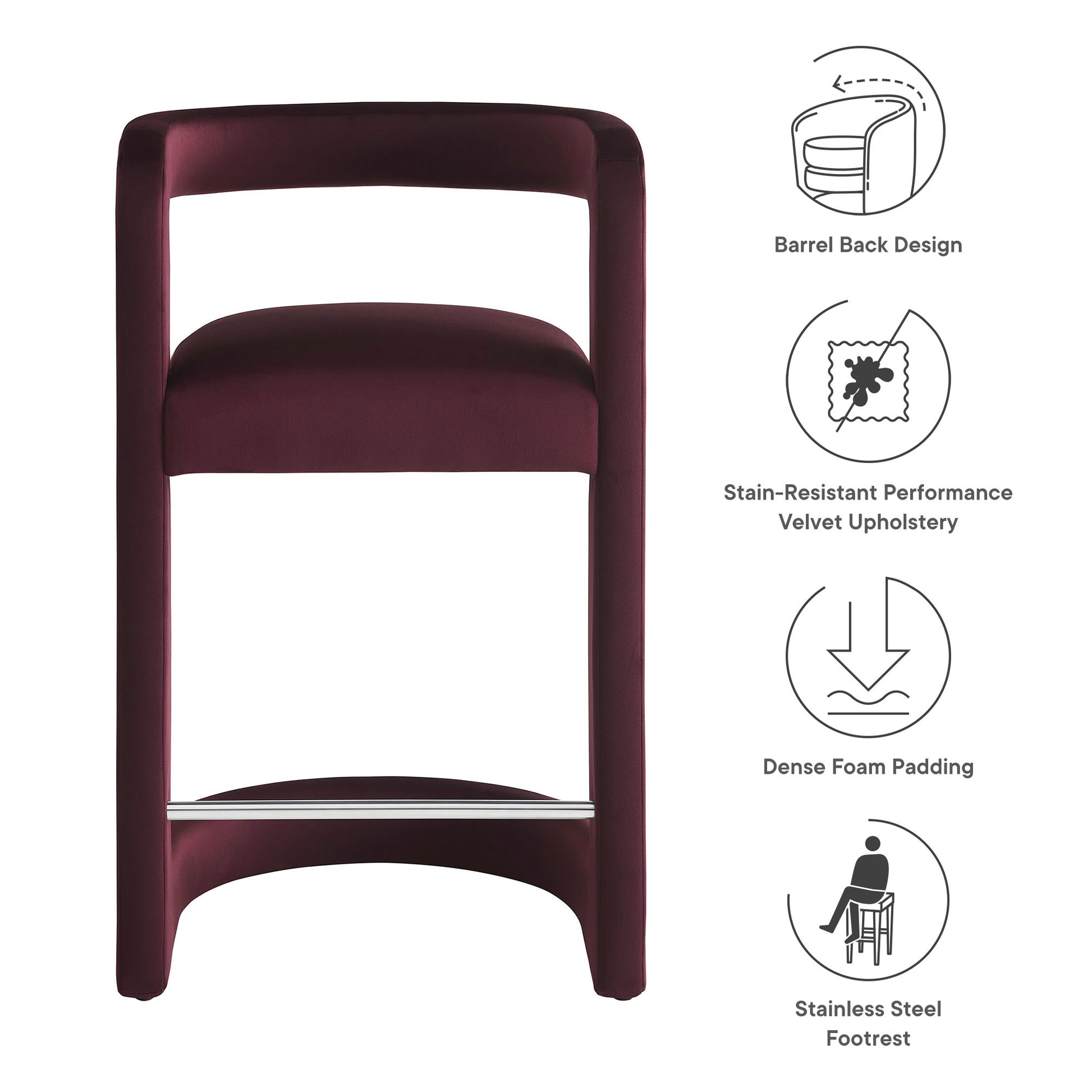 Winslow Performance Velvet Counter Stool by Modway - Best Buy Furniture