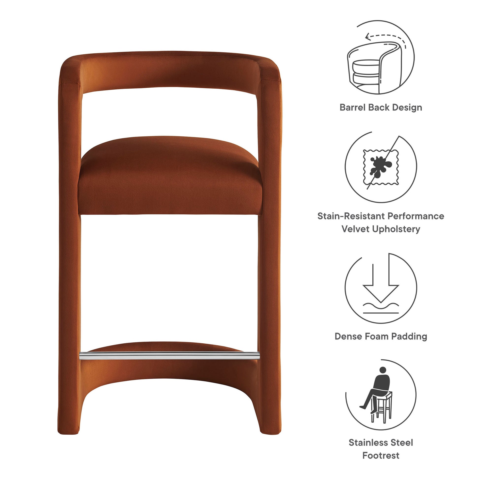 Winslow Performance Velvet Counter Stool by Modway - Best Buy Furniture