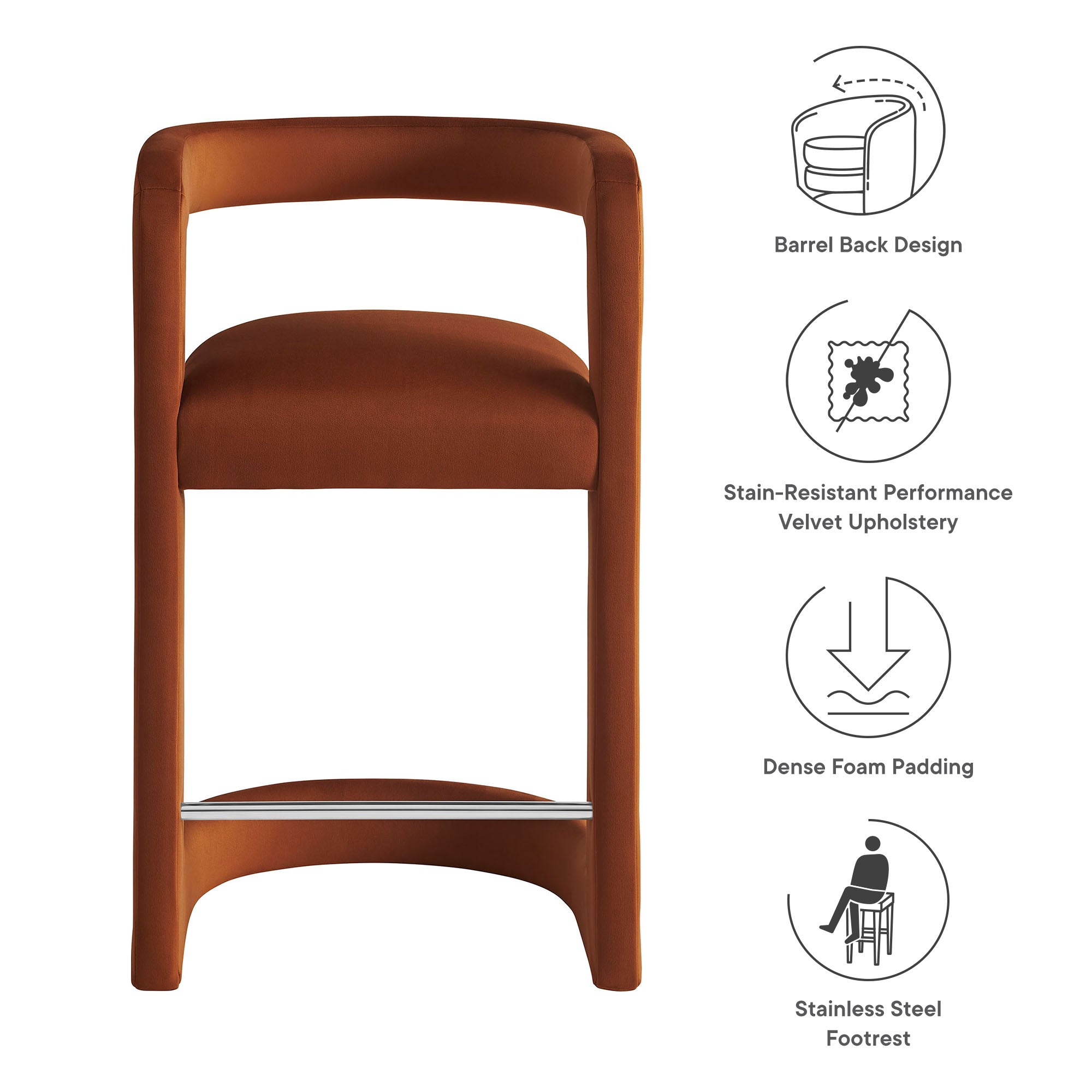 Winslow Performance Velvet Counter Stool by Modway - Best Buy Furniture