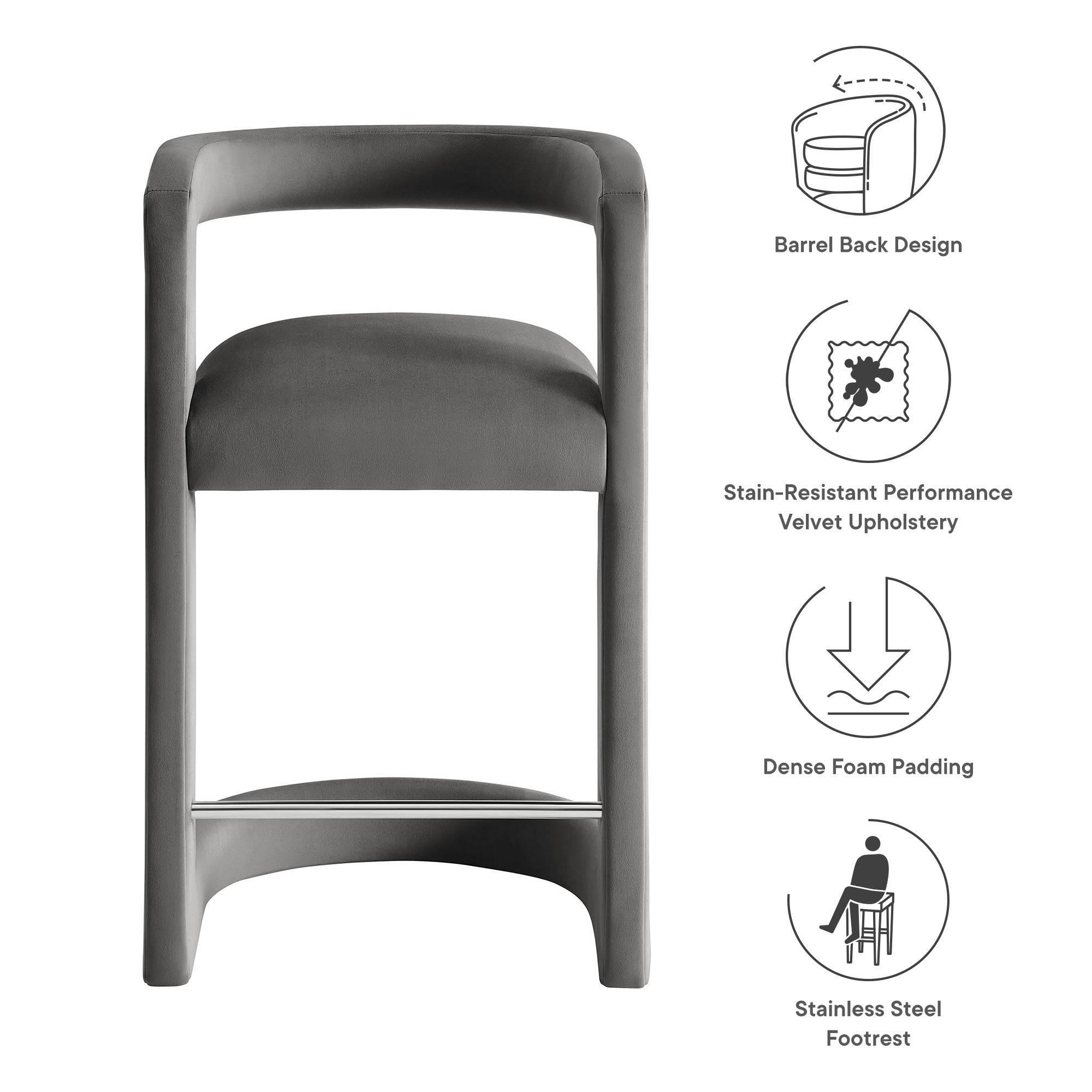Winslow Performance Velvet Counter Stool by Modway - Best Buy Furniture
