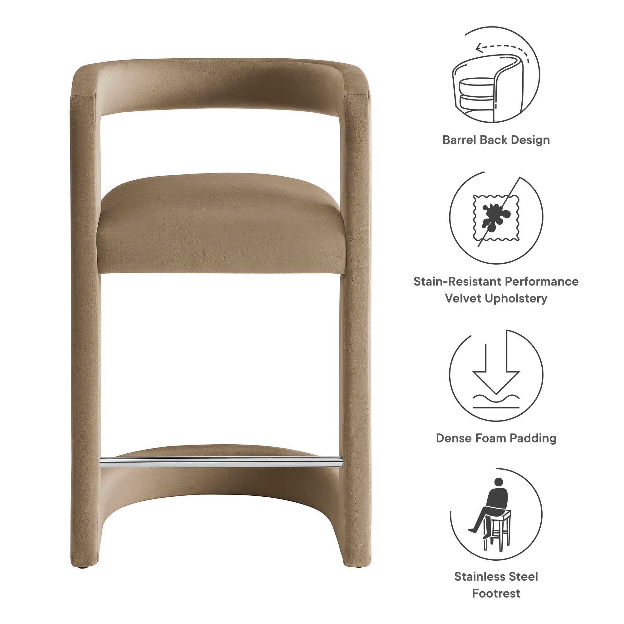 Winslow Performance Velvet Counter Stool by Modway - Best Buy Furniture